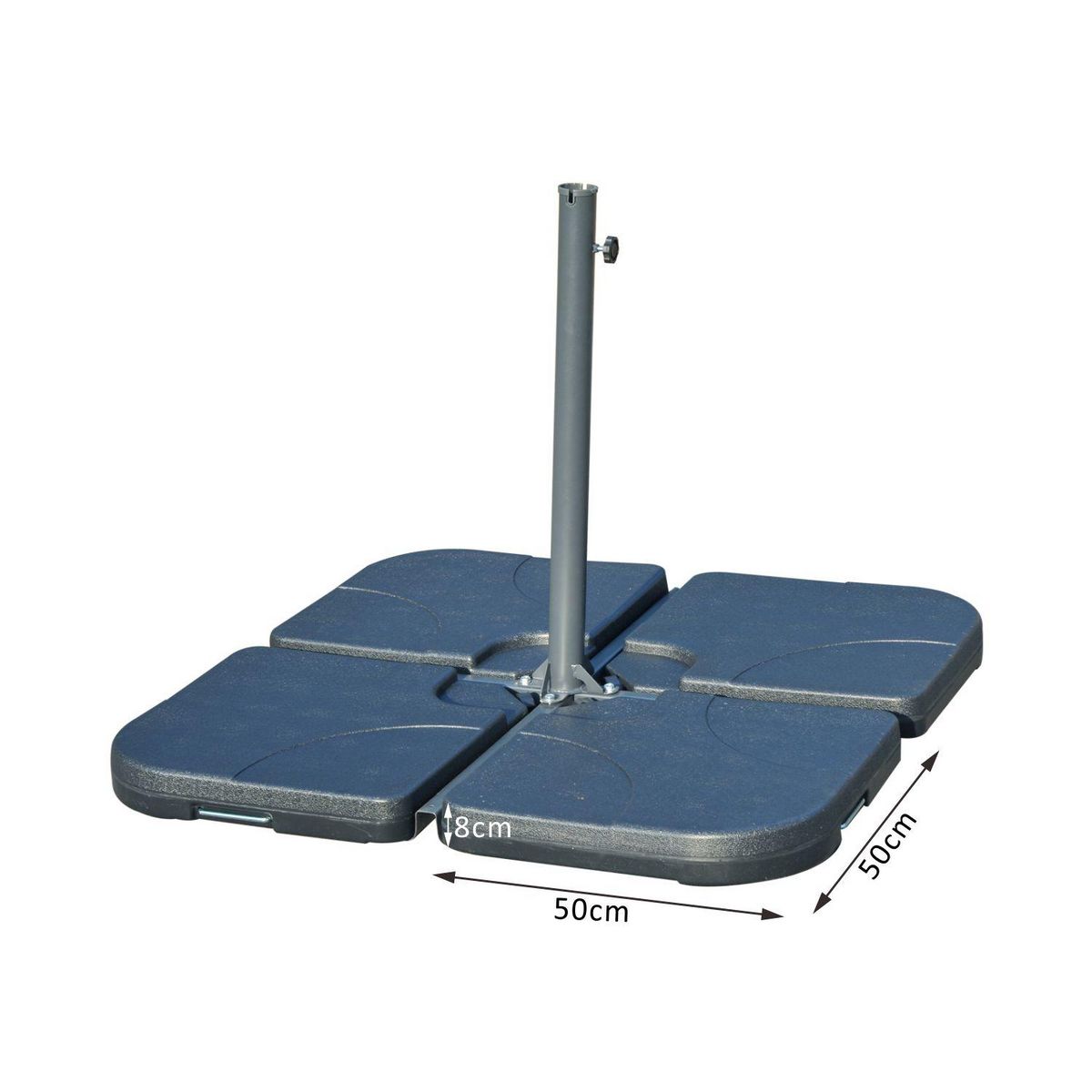 OUTSUNNY Lot de 4 poids de lestage carré avec poignée pour parasol 50 x 50 x 8 cm polyéthylène haute densité noir