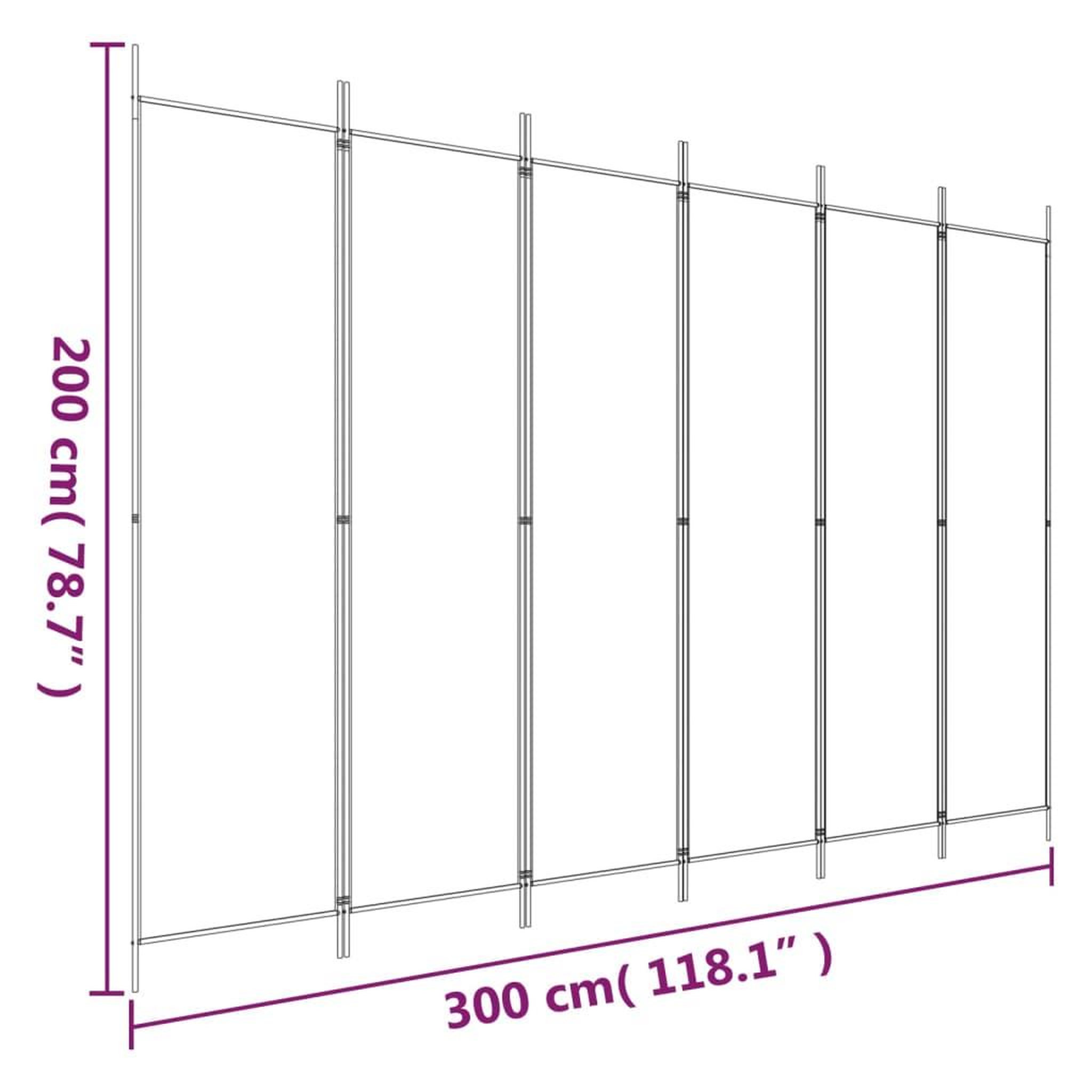 Voir la diapositive 6 : VIDAXL Cloison de separation 6 panneaux Marron 300x200 cm Tissu