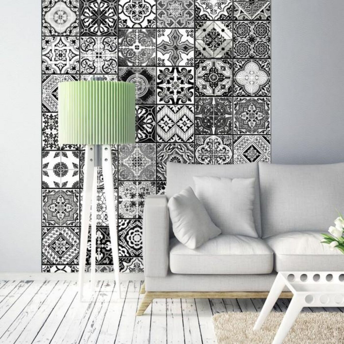 Paris Prix Papier Peint  Arabesque Black & White  50x1000cm