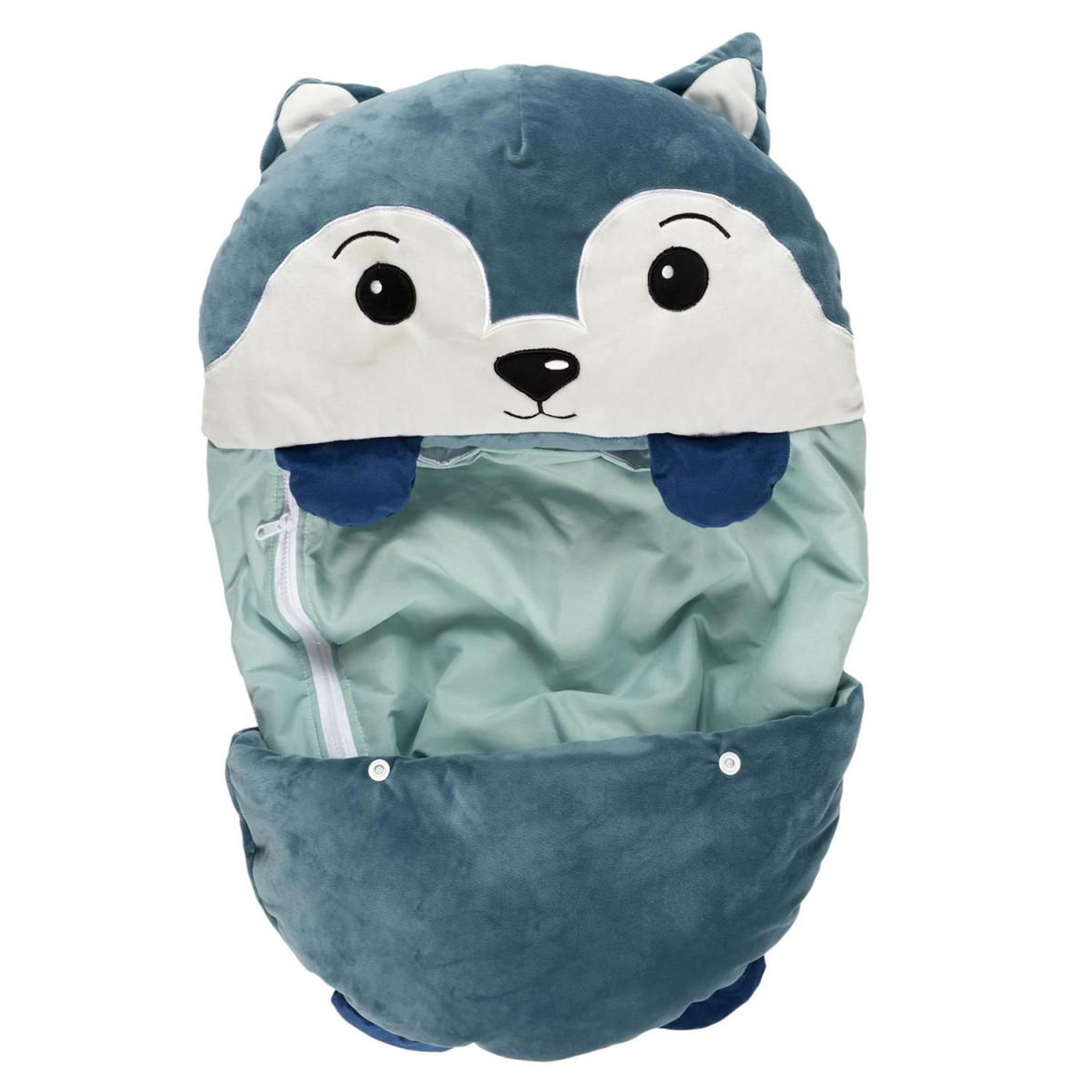 Voir la diapositive 4 : HOME DECO KIDS Sac de Couchage Convertible  Loup  50x130cm Bleu
