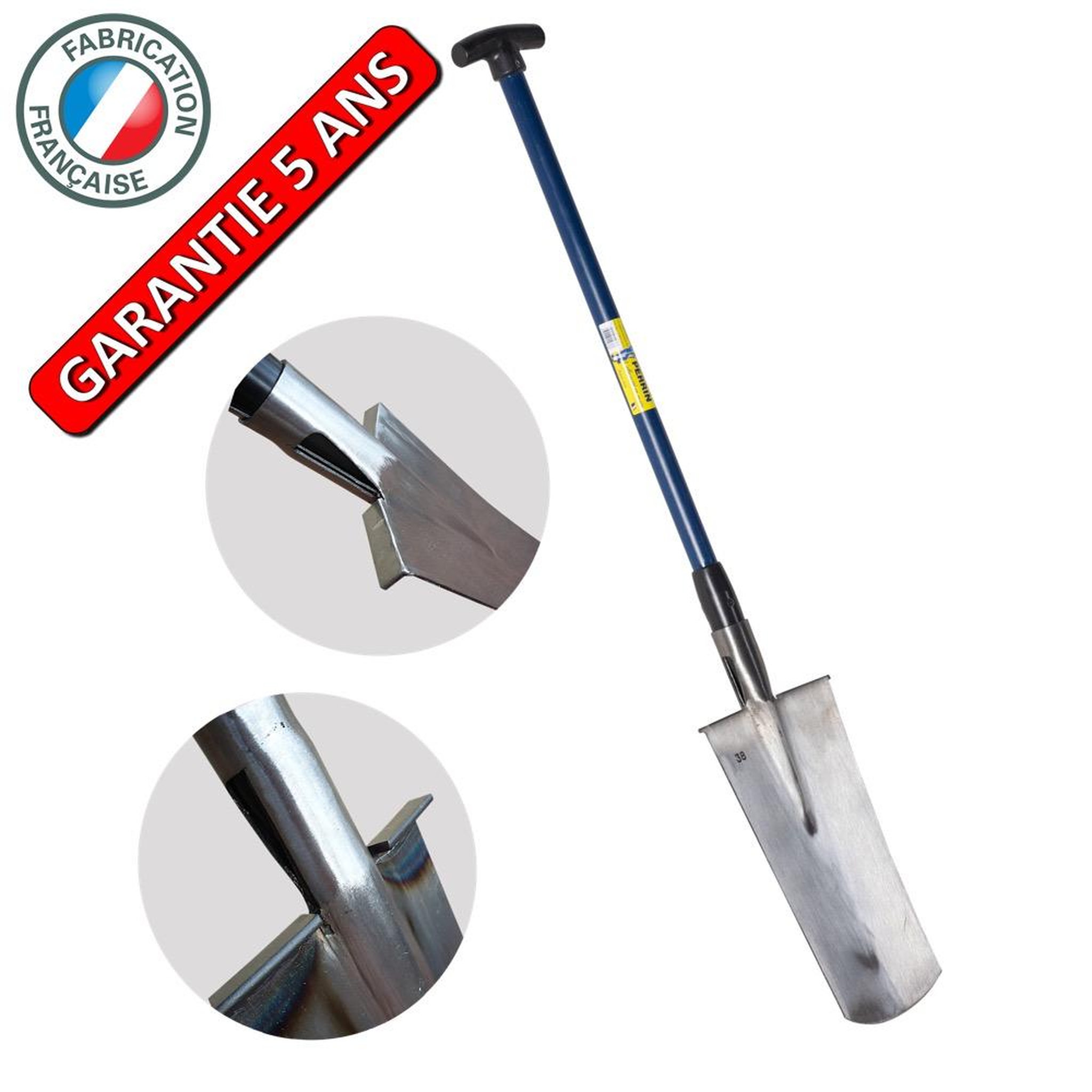 OUTILS PERRIN Louchet d'arrachage 38cm manche composite béquille outil professionnel pour pépiniériste