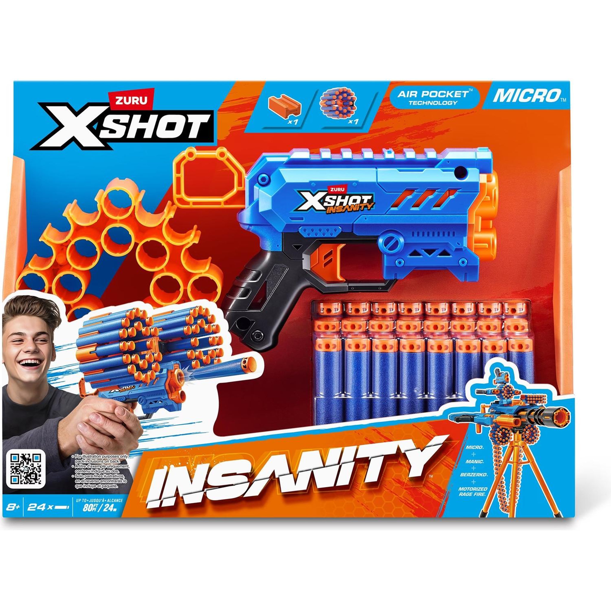 ZURU Micro-blaster XShot Insanity avec 24 fléchettes