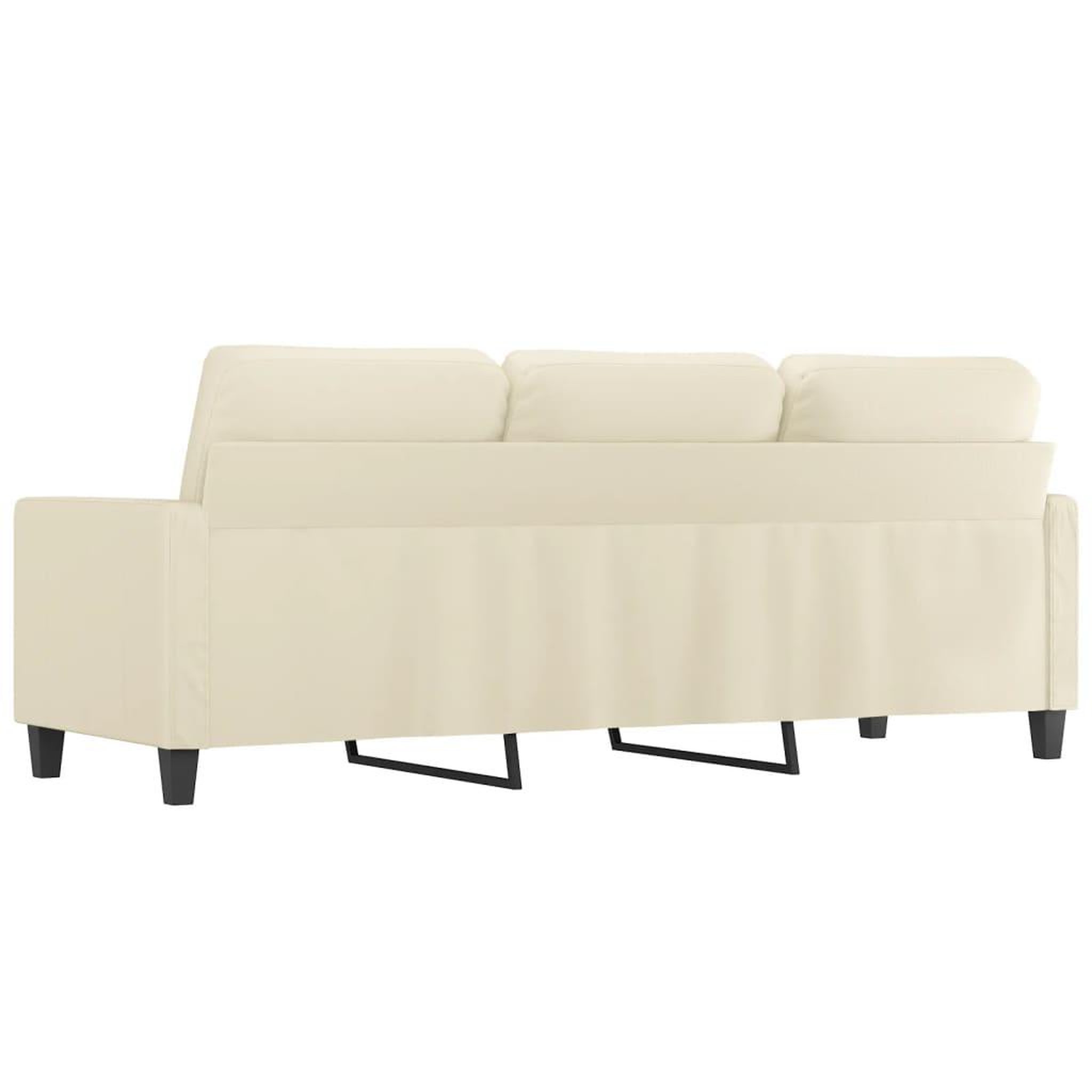Voir la diapositive 5 : VIDAXL Canape a 3 places Creme 180 cm Similicuir