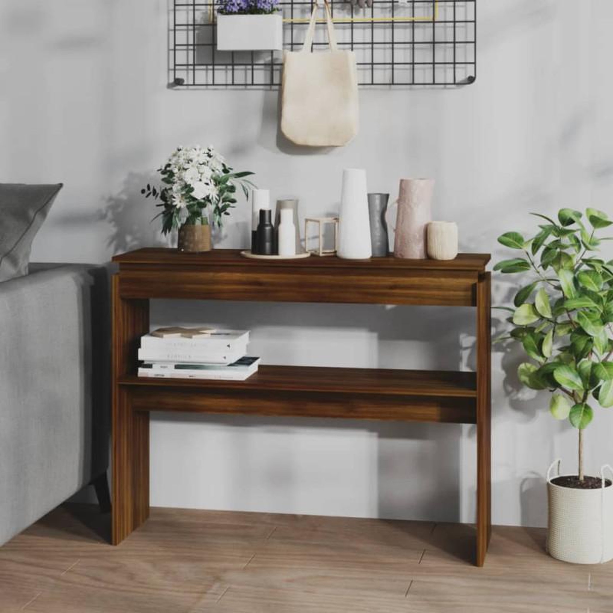 Voir la diapositive 1 : VIDAXL Table console Chêne marron 102x30x80 cm Bois d ingénierie