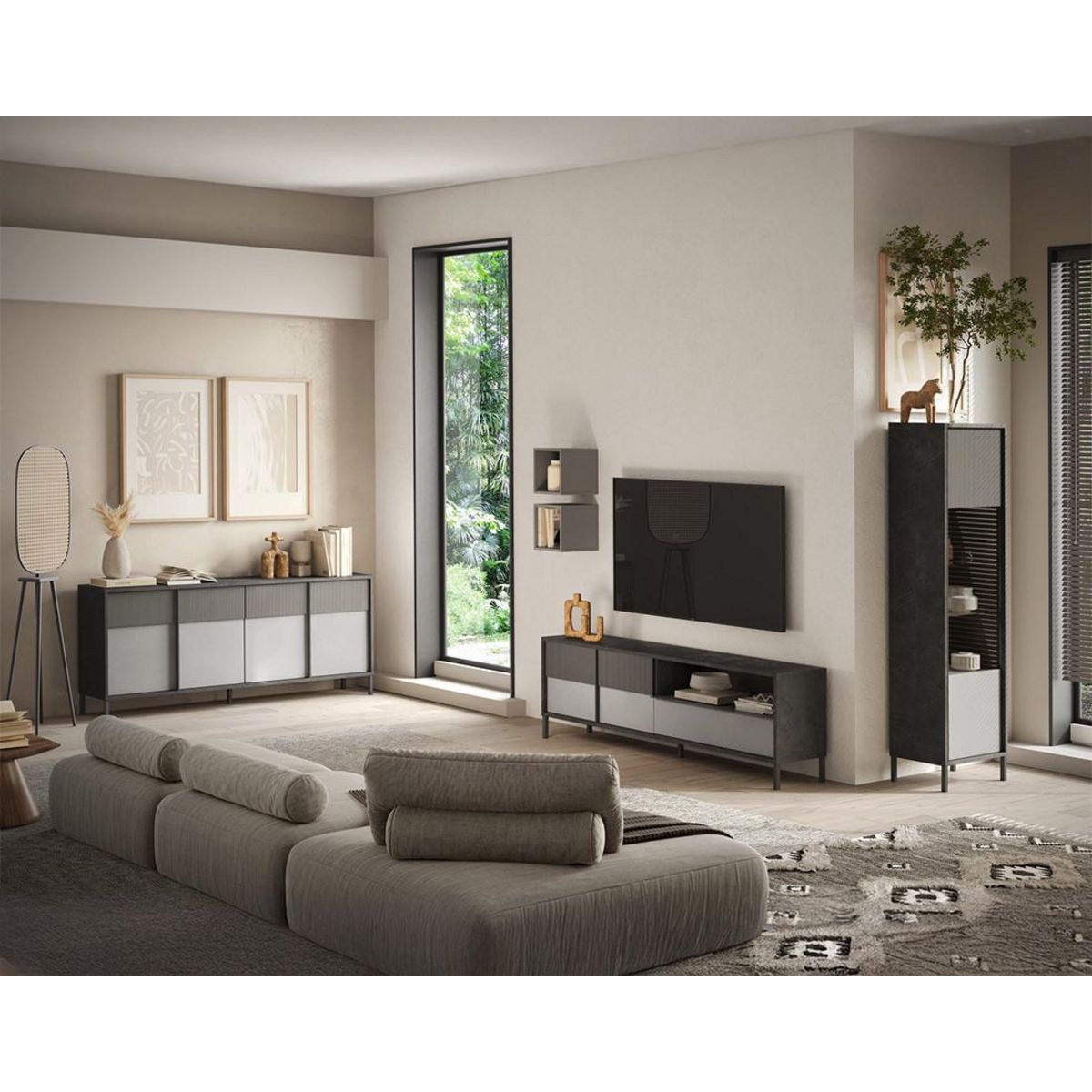 BEST MOBILIER Jules - vitrine - 1 porte - 55x203 cm