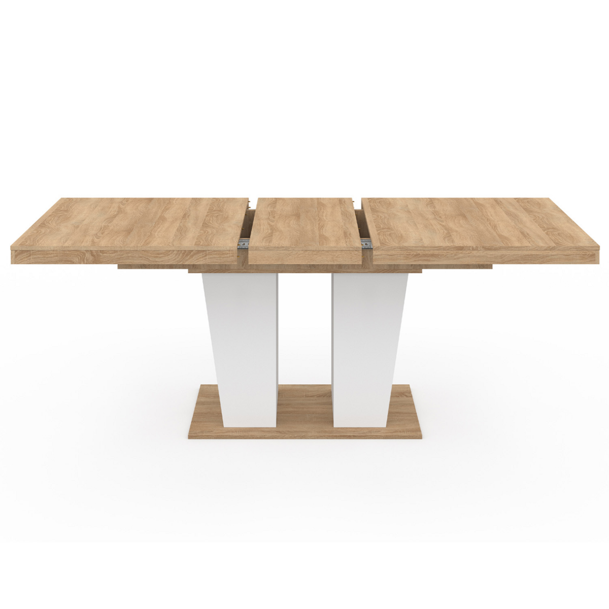 ID MARKET Table à manger extensible rectangle ELIAD 6-10 personnes bois et blanc 160-200 cm