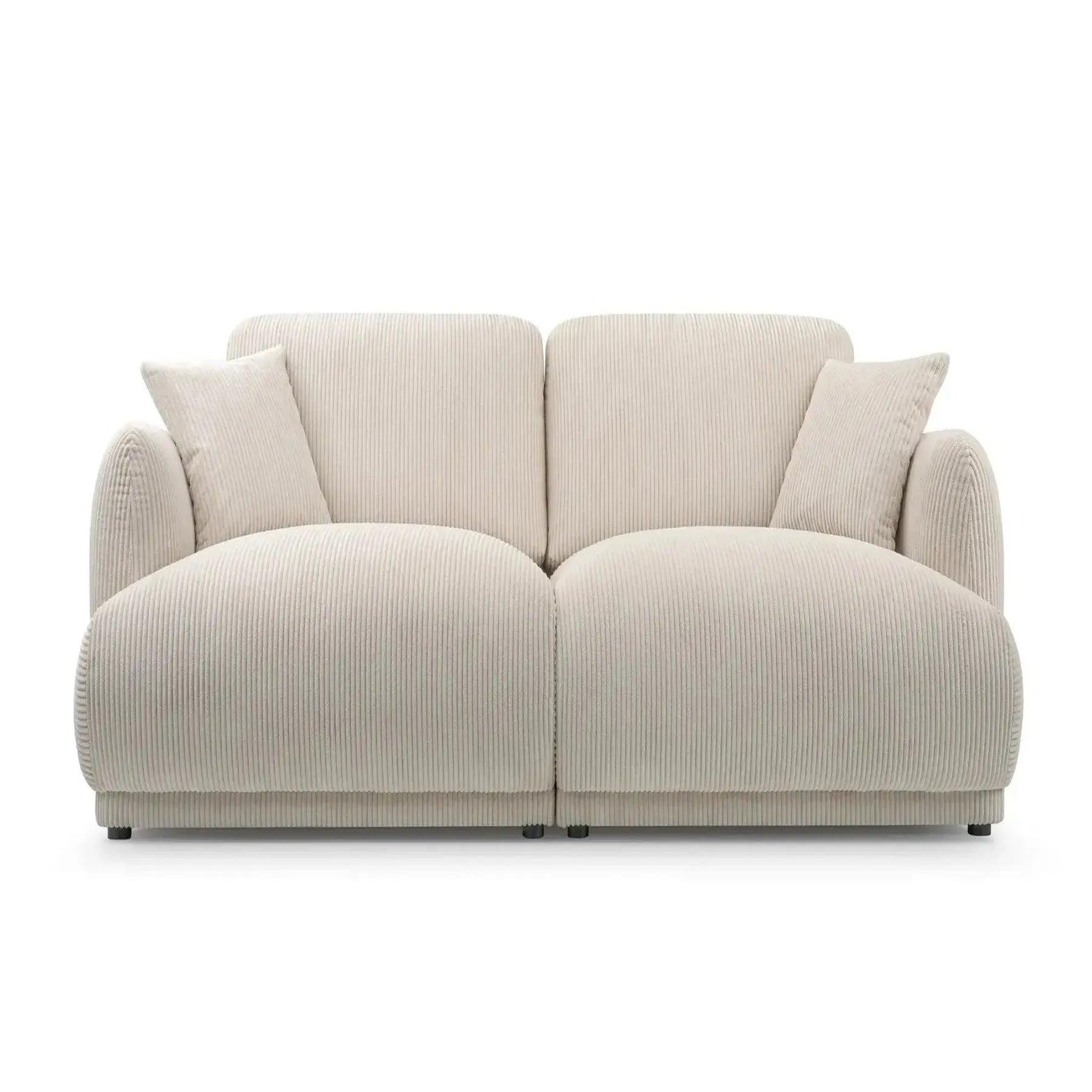 CASANOVA PARIS Rosalie - canapé droit 2 places velours côtelé. Coloris disponibles : Gris, Bleu, Marron, Beige, Orange, Vert