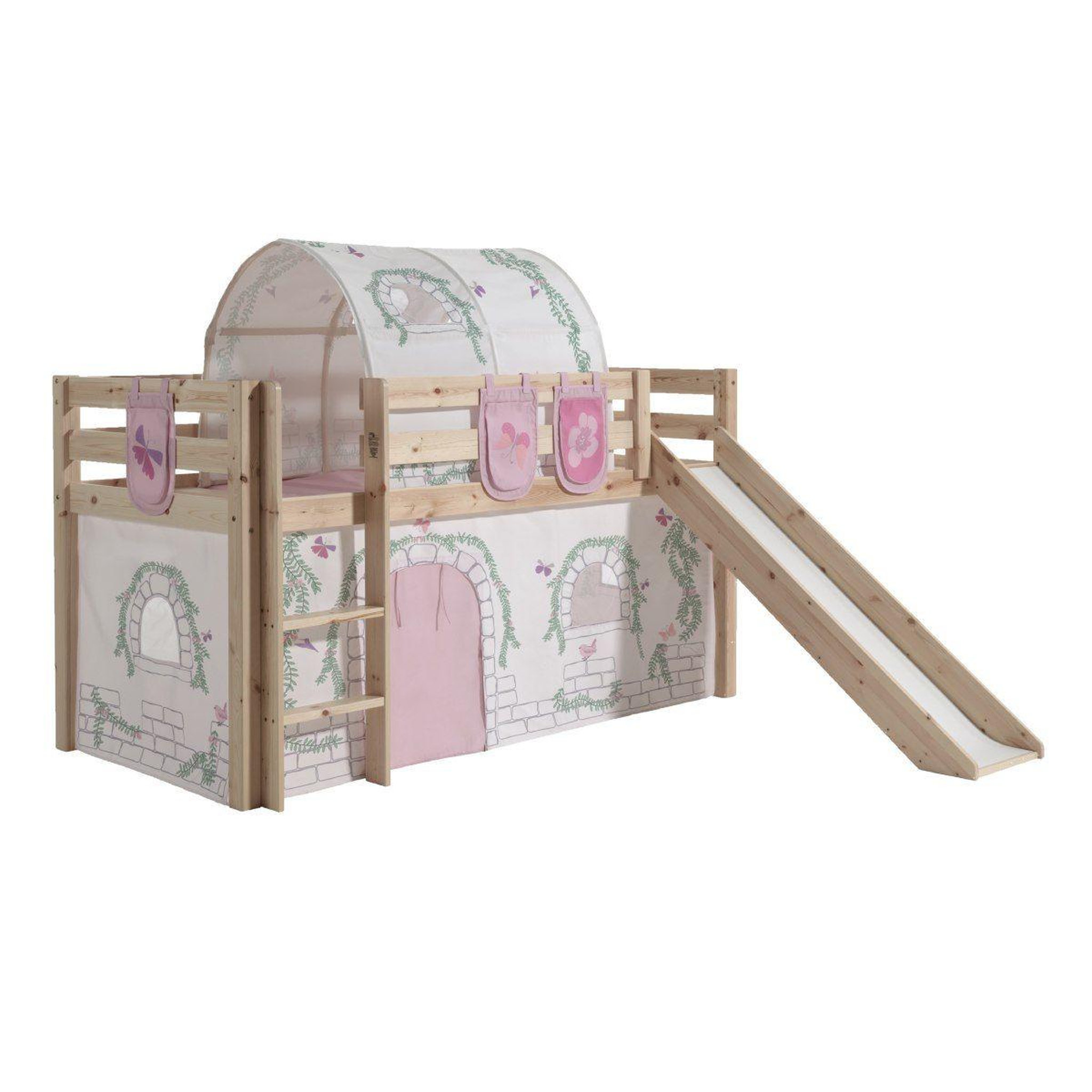 Paris Prix Pack - lit enfant toboggan, tente, tunnel & 3 pochettes  pino birdy  naturel
