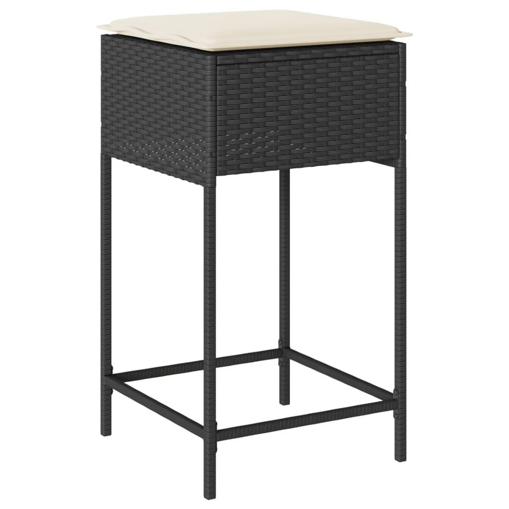 Voir la diapositive 4 : VIDAXL Ensemble de bar de jardin 3 pcs avec coussins noir poly rotin