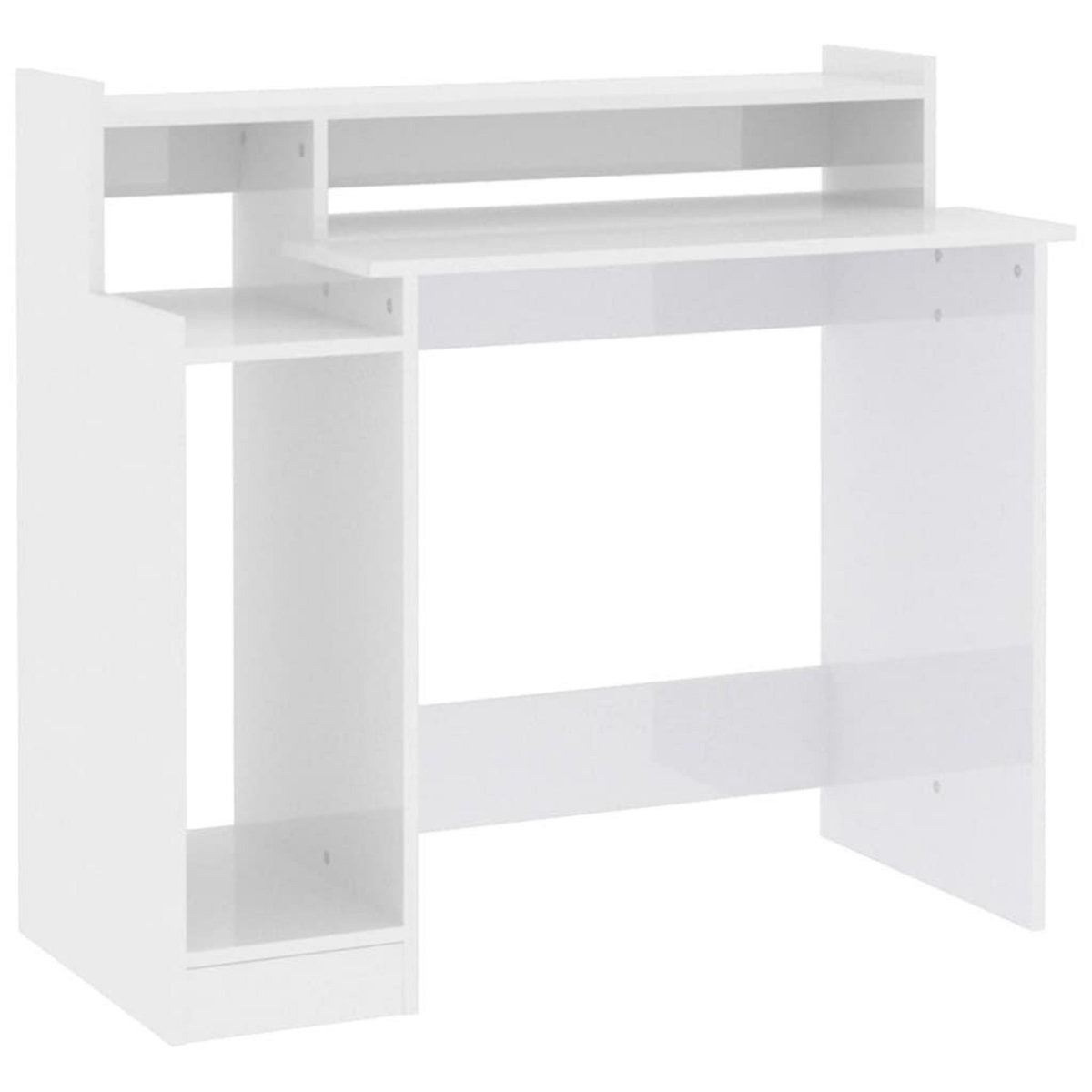 VIDAXL Bureau lumieres LED Blanc brillant 97x45x90cm Bois d'ingenierie