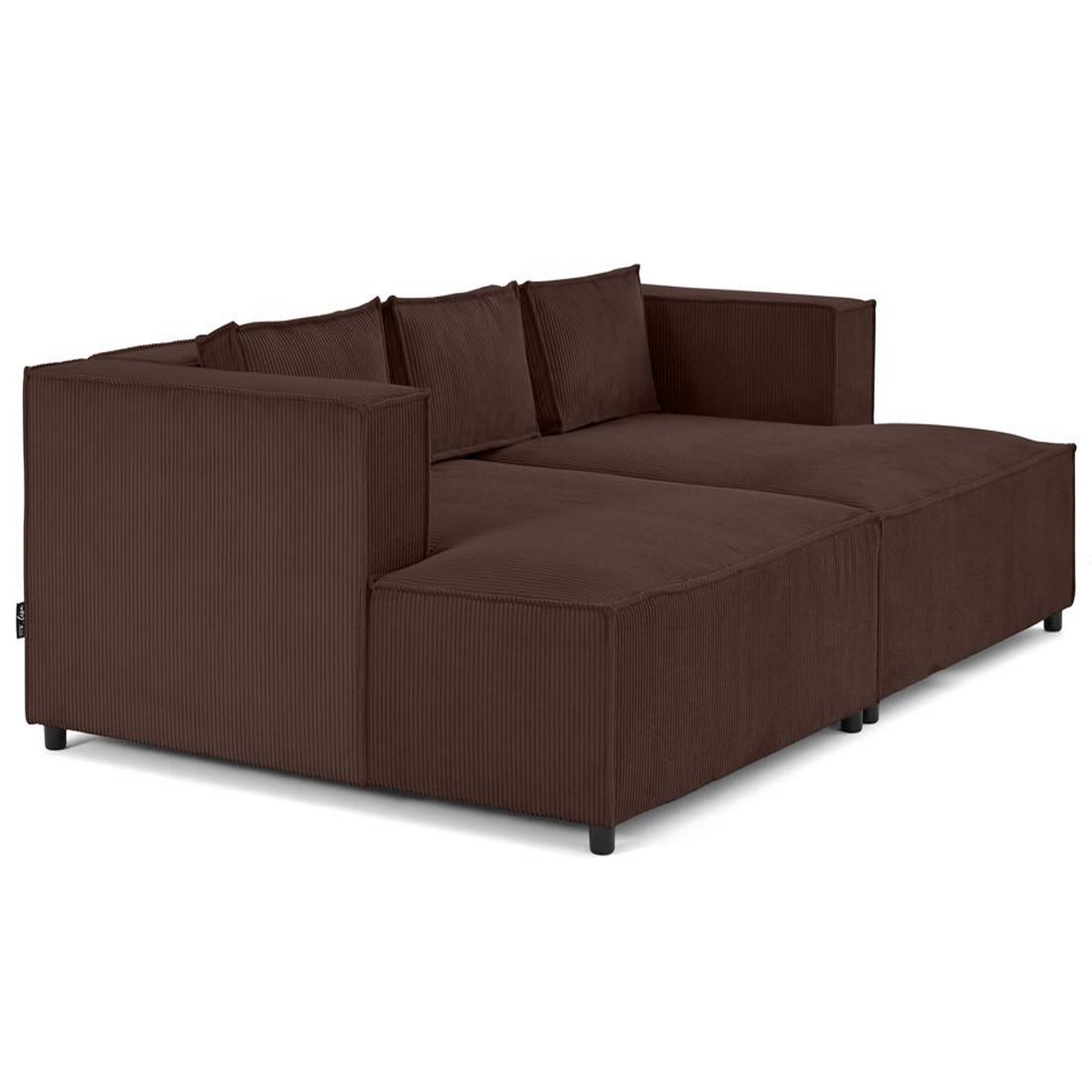 Voir la diapositive 4 : LISA DESIGN Stella - canapé droit 3 places avec double méridienne - assise profonde - en velours côtelé
