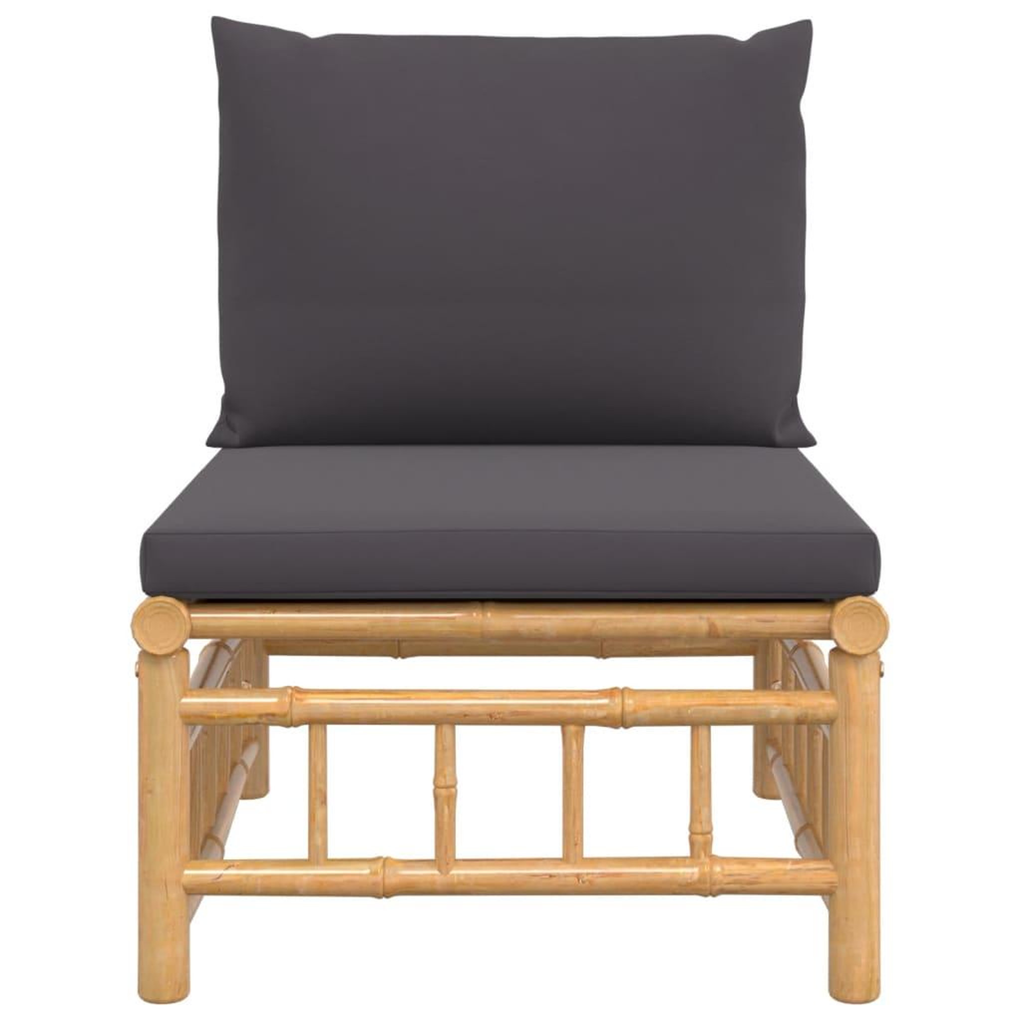 Voir la diapositive 3 : VIDAXL Canape central de jardin avec coussins gris fonce bambou