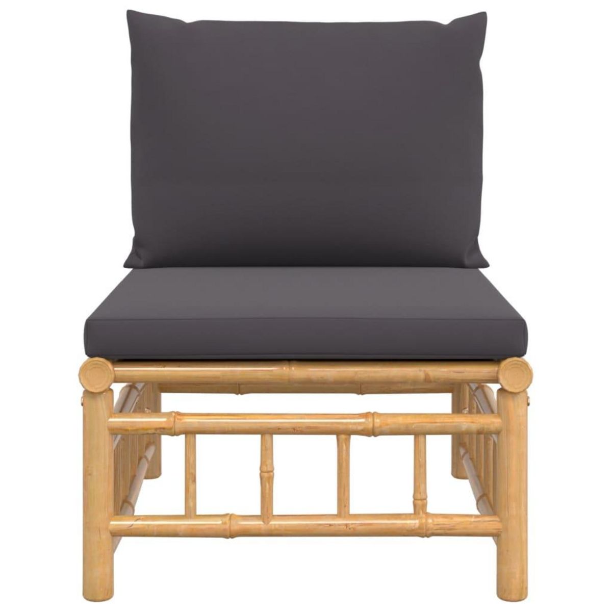 VIDAXL Canape central de jardin avec coussins gris fonce bambou