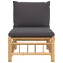 Voir la diapositive 3 : VIDAXL Canape central de jardin avec coussins gris fonce bambou