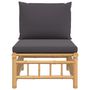 Voir la diapositive 3 : VIDAXL Canape central de jardin avec coussins gris fonce bambou