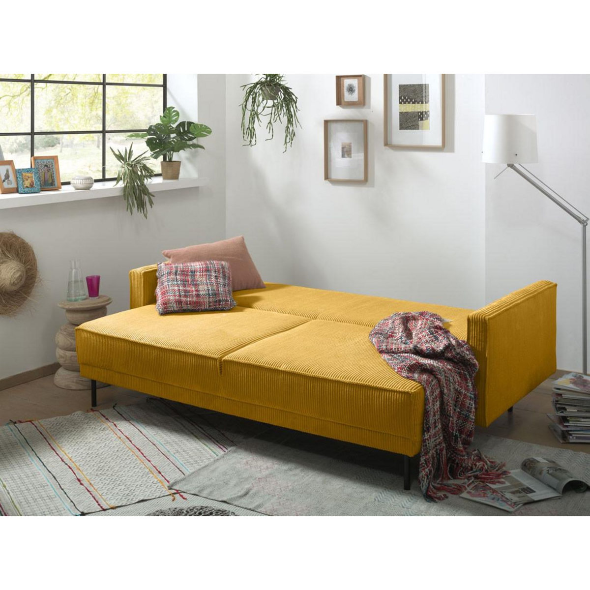 LISA DESIGN Charlie - canapé 3 places convertible avec coffre - en velours côtelé