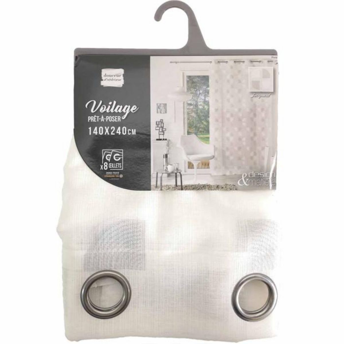 Paris Prix Rideau Voilage à Œillets  Pixie  140x240cm Blanc