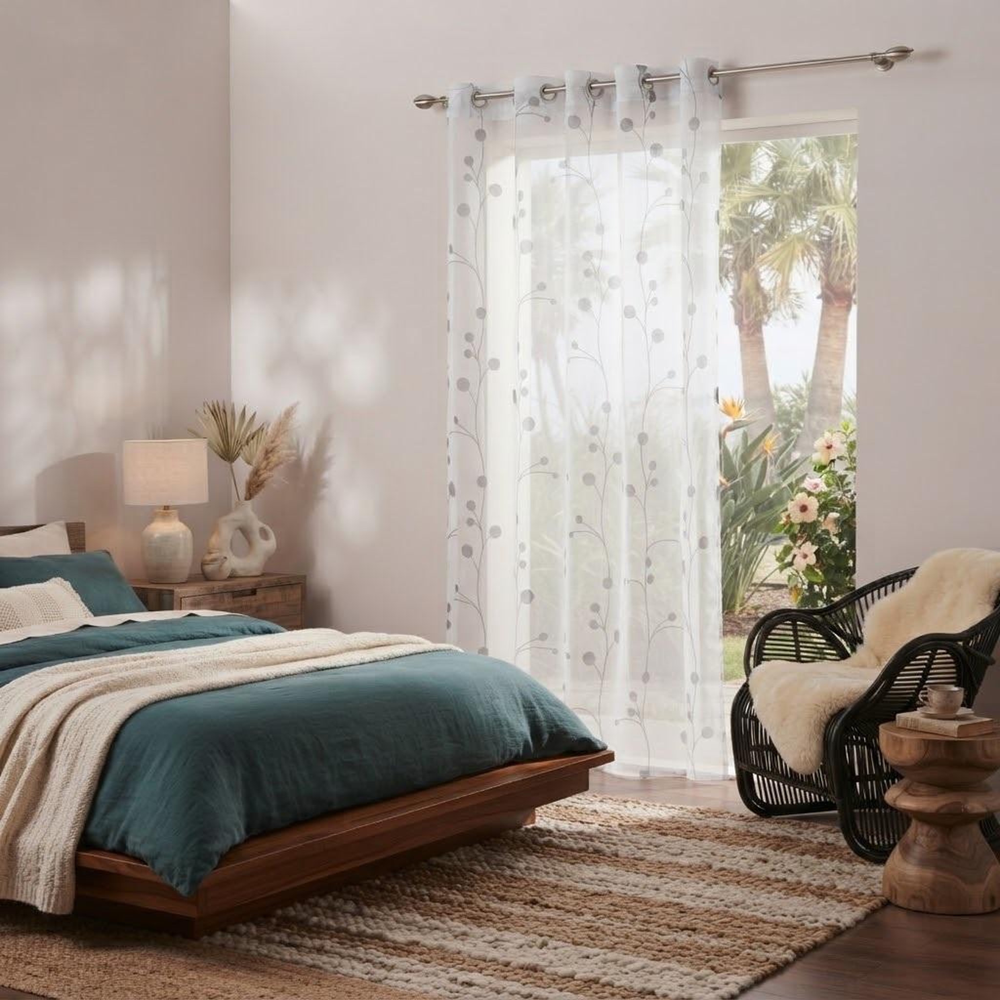 Voir la diapositive 2 : Eden Voilage a oeillets clochettes design et moderne