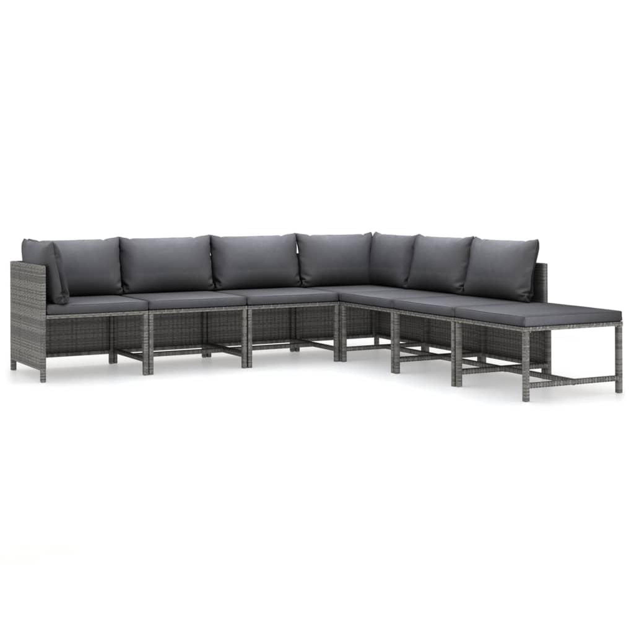 VIDAXL Salon de jardin 7 pcs avec coussins resine tressee gris