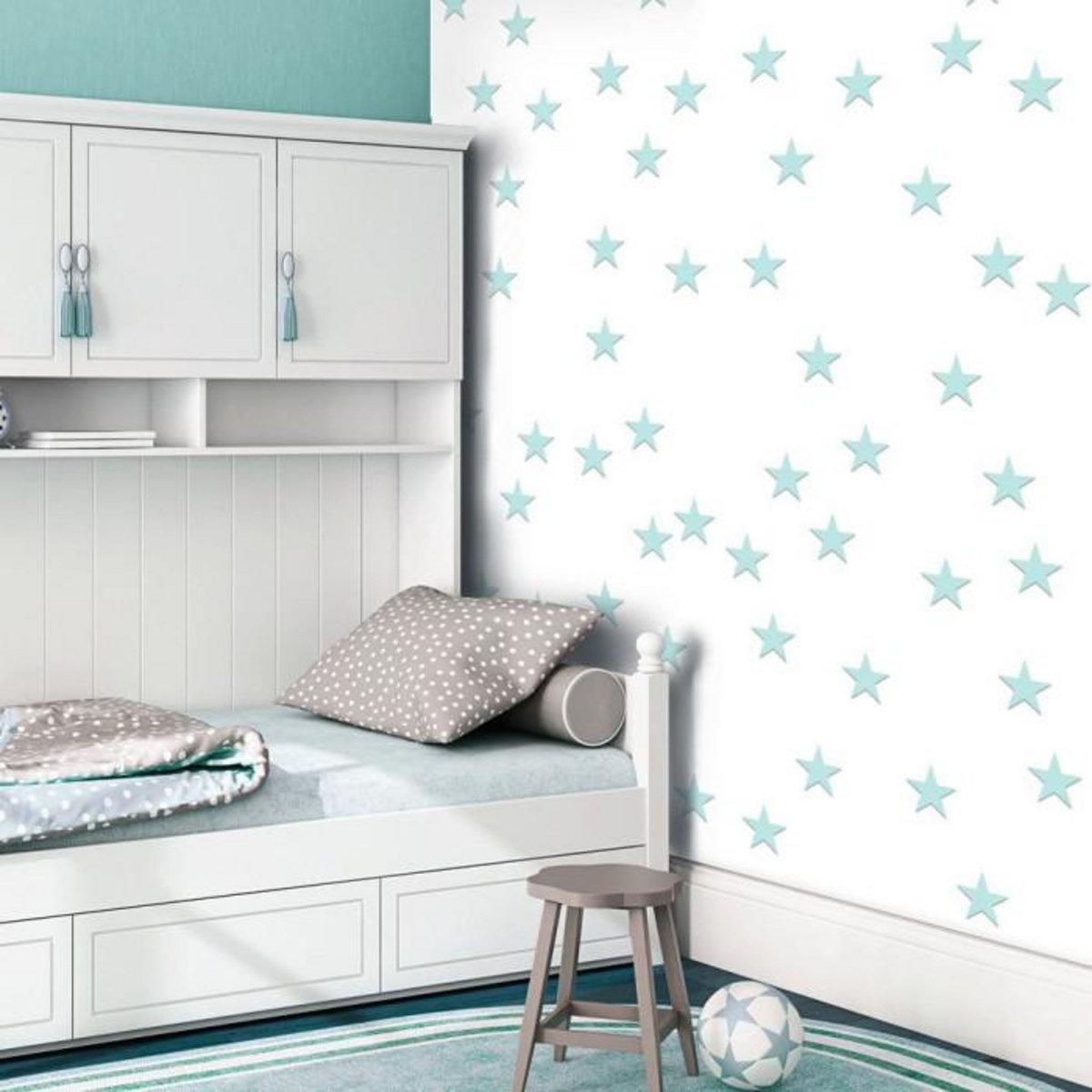Paris Prix Papier Peint  Stars Aquamarine  50x1000cm