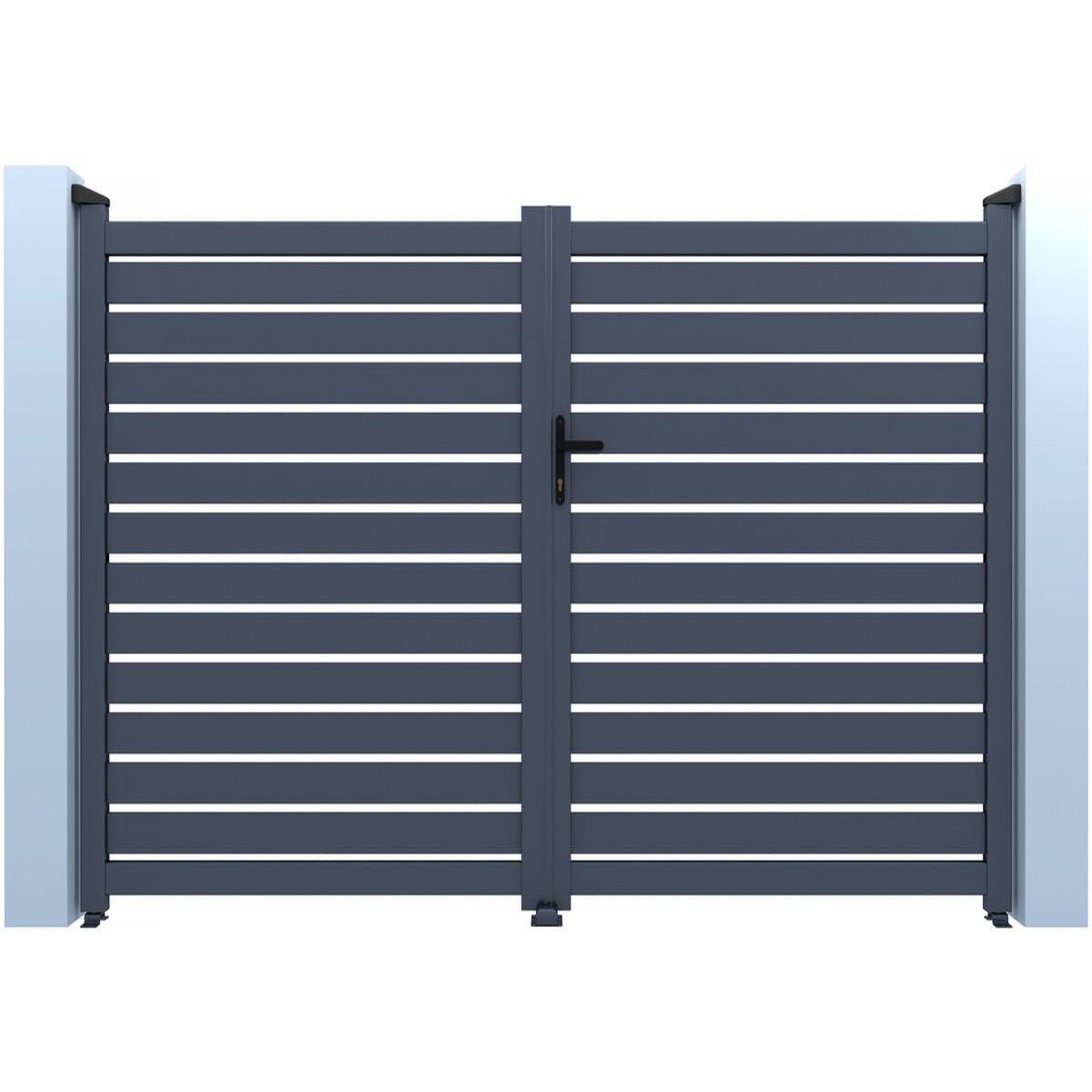 Habitat et Jardin Portail semi-ajouré en aluminium  julien - 340 x 140 cm - gris