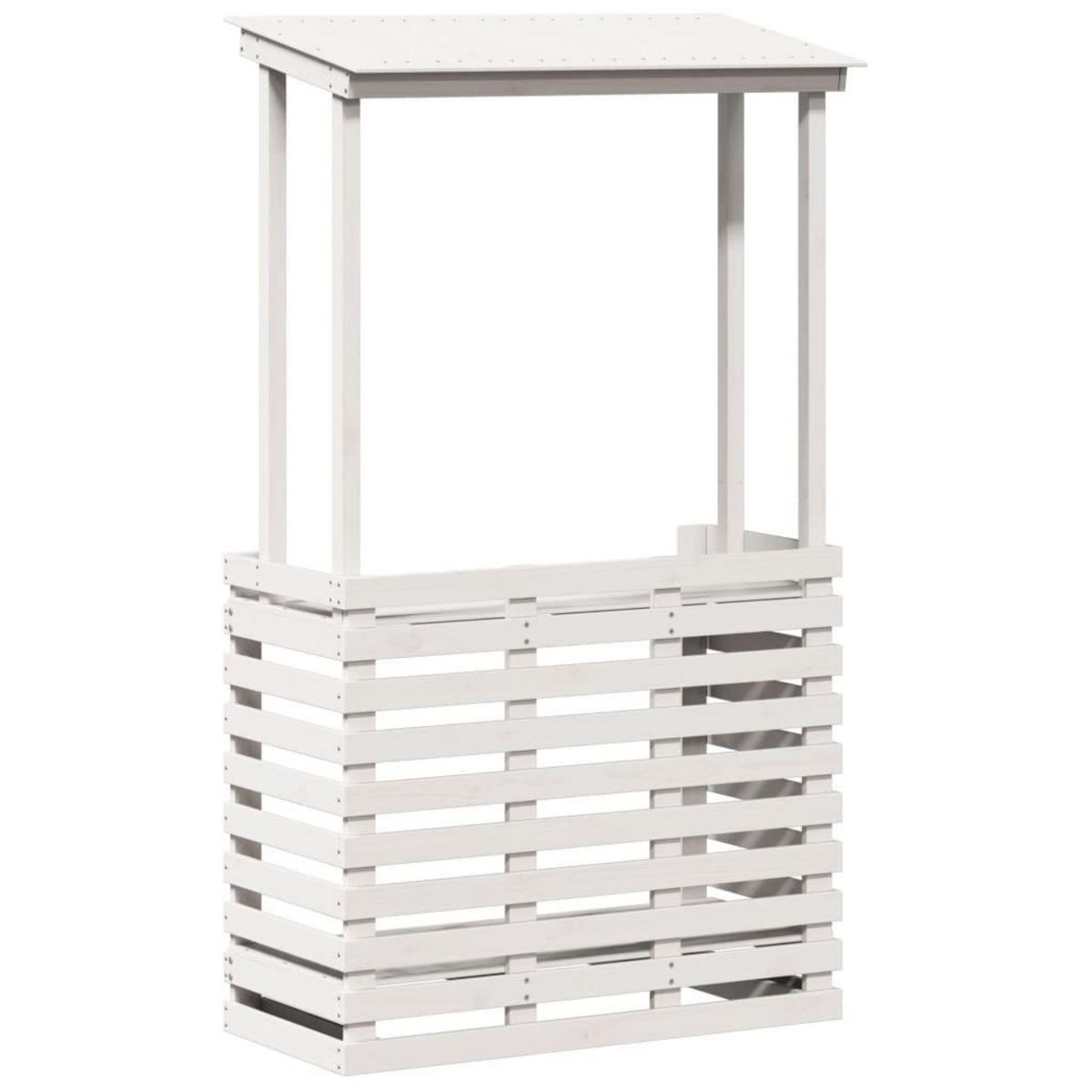 VIDAXL Table de bar d'exterieur avec toit blanc bois massif