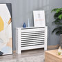 Voir la diapositive 2 : HOMCOM Cache-radiateur design à lattes panneau cabinet dim. 112L x 19l x 81H cm MDF blanc