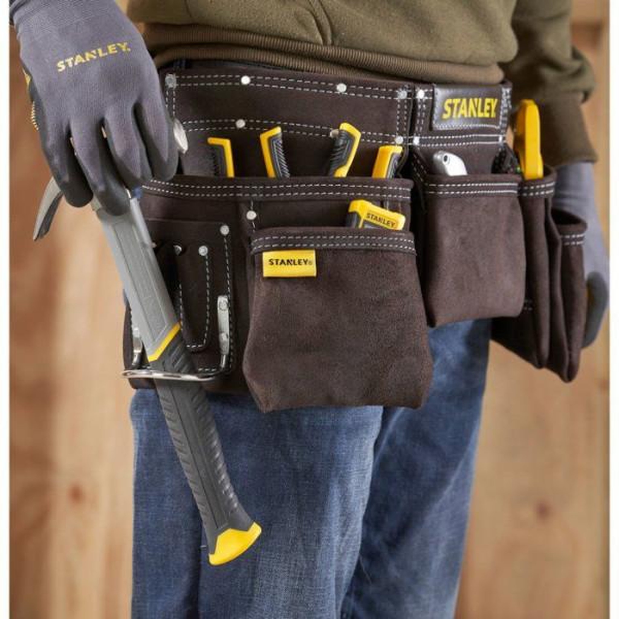 Voir la diapositive 4 : Stanley Ceinture porte-outils cuir - marron