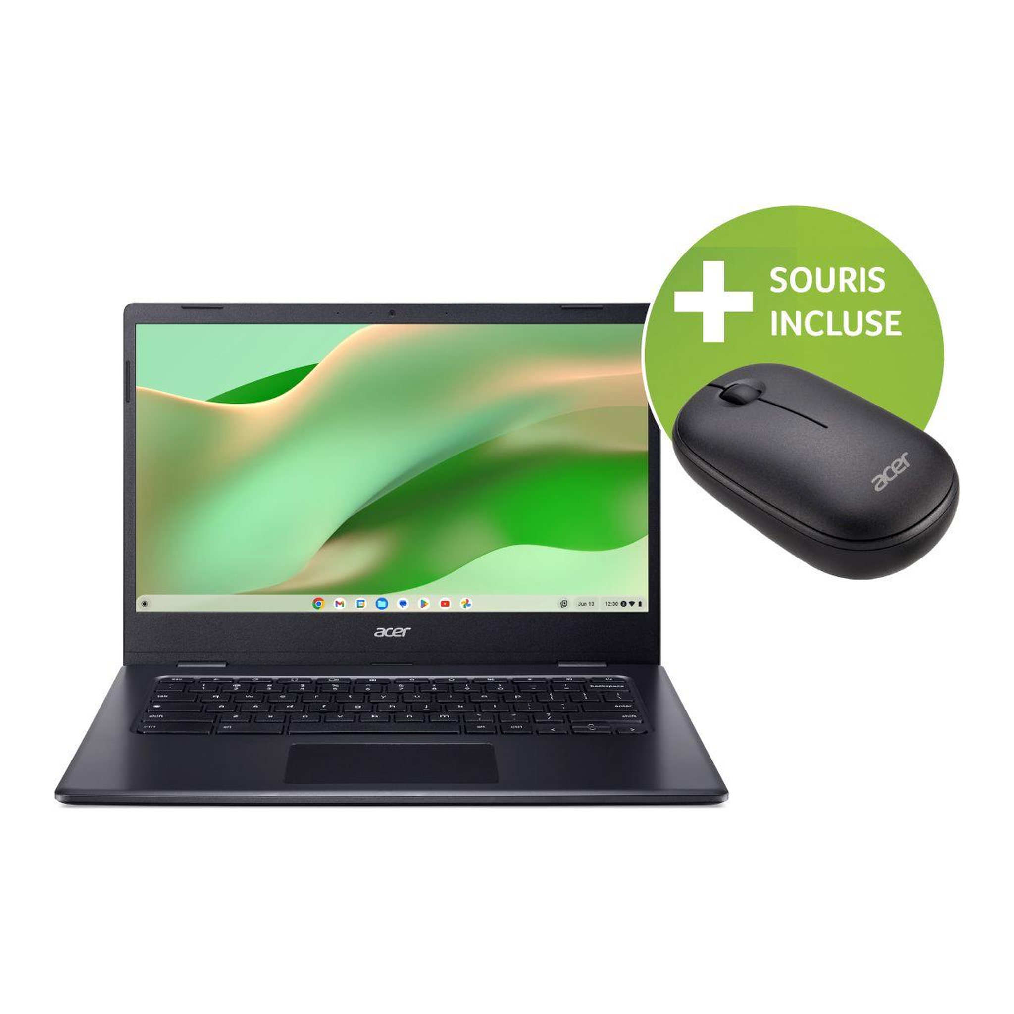Voir la diapositive 1 : ACER Chromebook pack cboa314-1hc80x 14  intel celeron n4500 4go ram ssd 128 go souris incluse