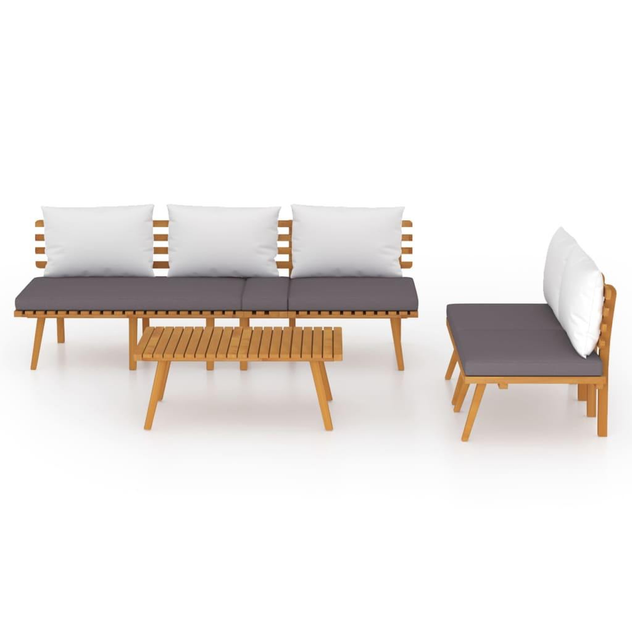 Voir la diapositive 3 : VIDAXL Salon de jardin 4 pcs avec coussins Bois d'acacia solide