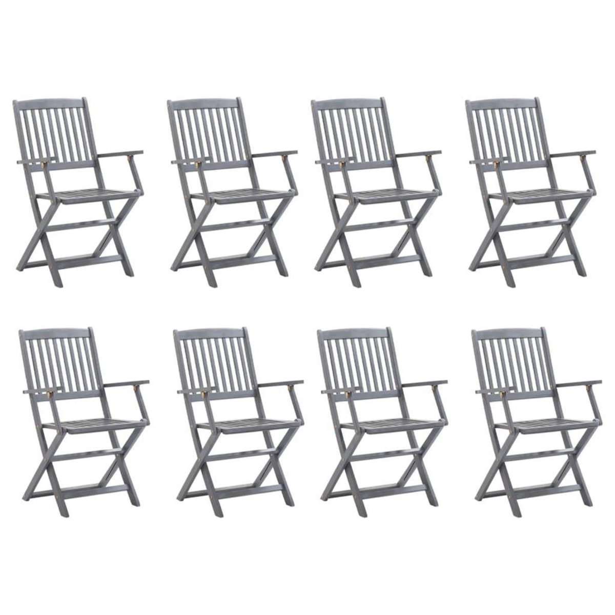 VIDAXL Chaises pliables d'exterieur lot de 8 Bois d'acacia solide