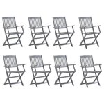 VIDAXL Chaises pliables d'exterieur lot de 8 Bois d'acacia solide