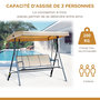 Voir la diapositive 6 : OUTSUNNY Balancelle de jardin 3 places grand confort toit inclinaison réglable assise et dossier ergonomique acier époxy textilène beige
