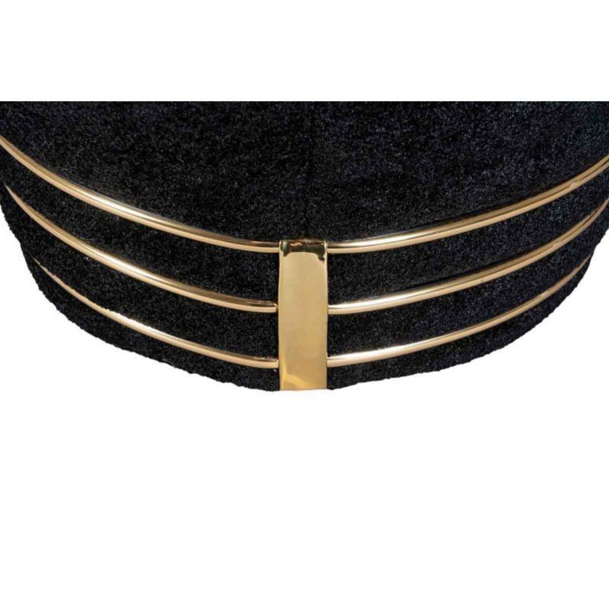 Paris Prix Tabouret Déco en Tissu  Doric  50cm Noir & Or