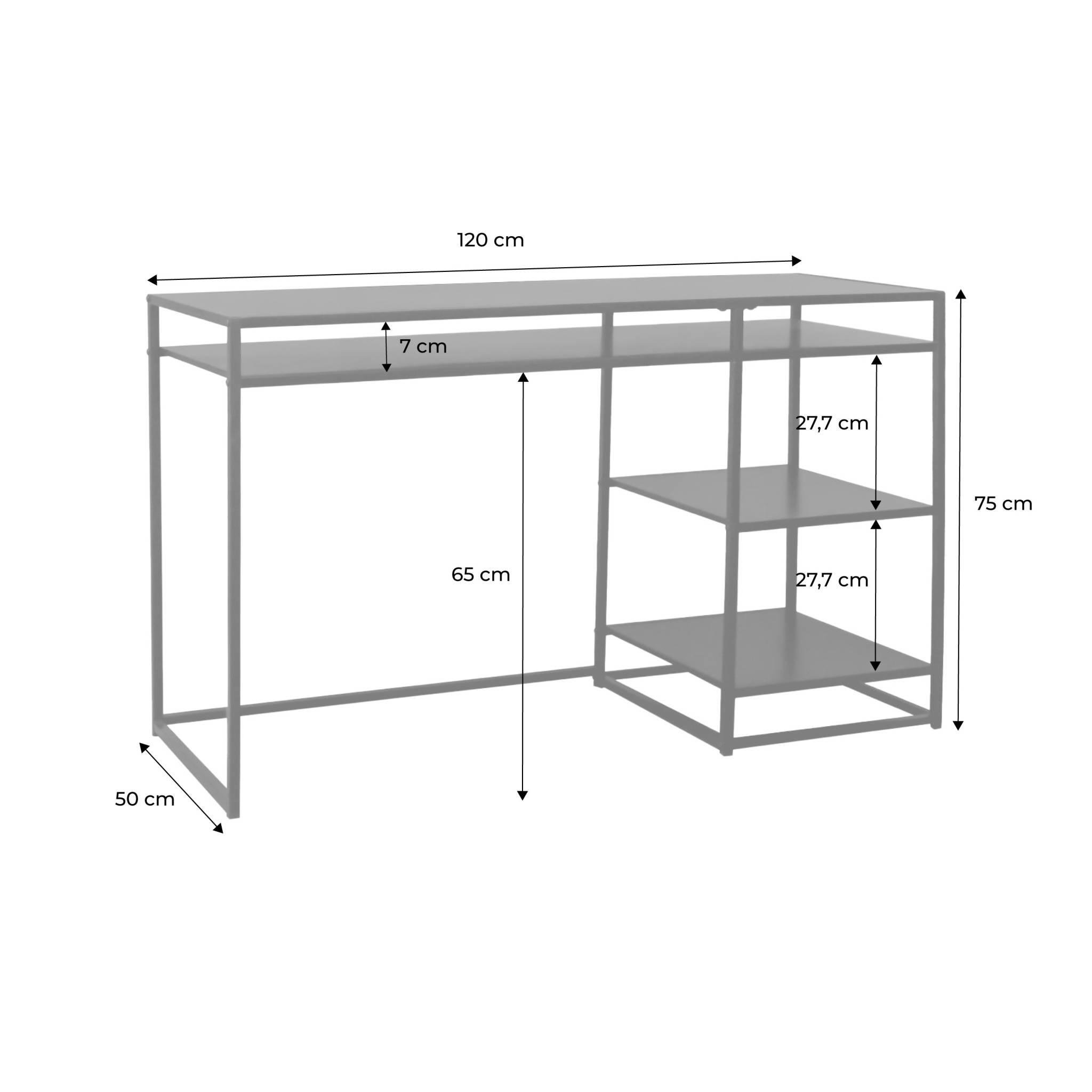Voir la diapositive 2 : SWEEEK Bureau avec casiers et deux étagères en métal noir 120cm - INDUSTRIELLE