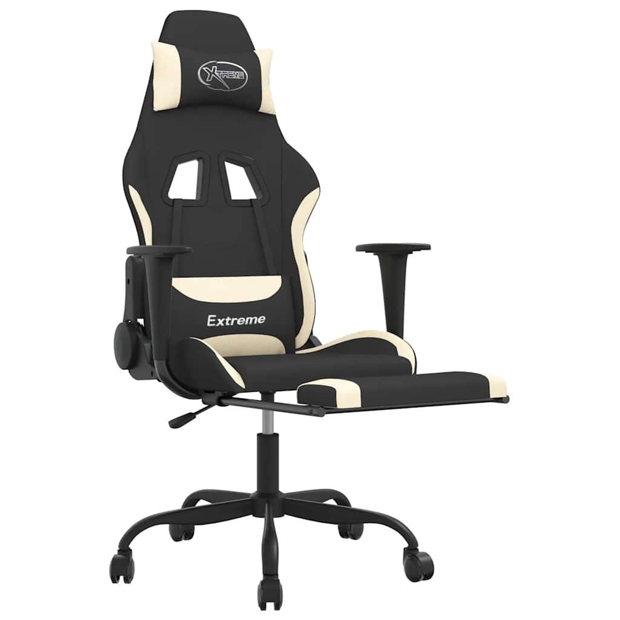 Voir la diapositive 4 : VIDAXL Chaise de jeu de massage avec repose-pied Noir et creme Tissu