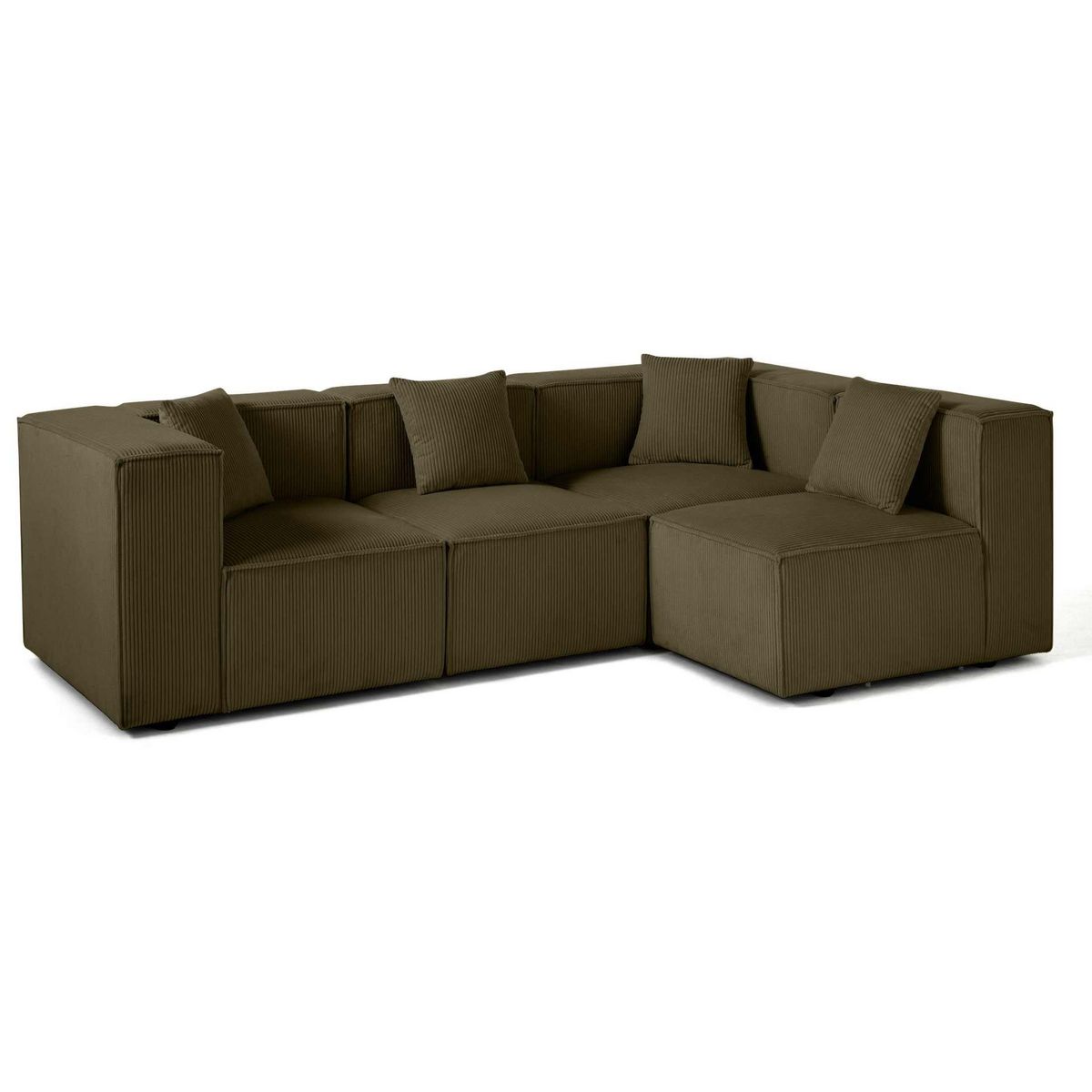 LISA DESIGN Arty - canapé modulable d'angle droit 4 places - en velours côtelé