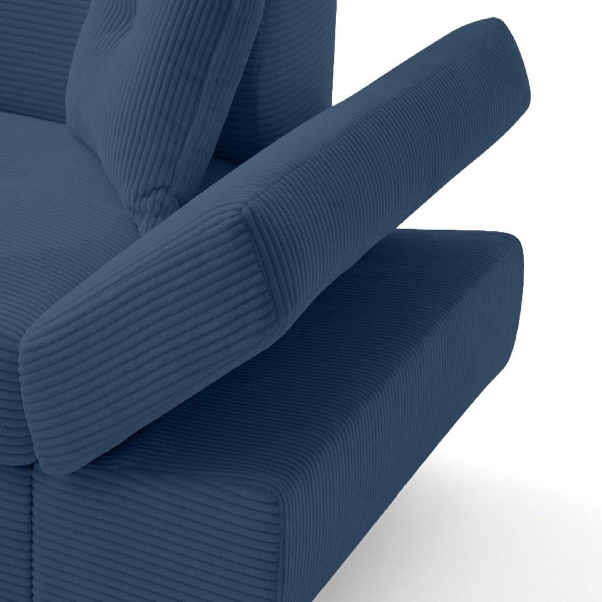 Voir la diapositive 4 : BEST MOBILIER Lisbona - canapé d'angle gauche 5 places convertible avec têtières en velours côtelé