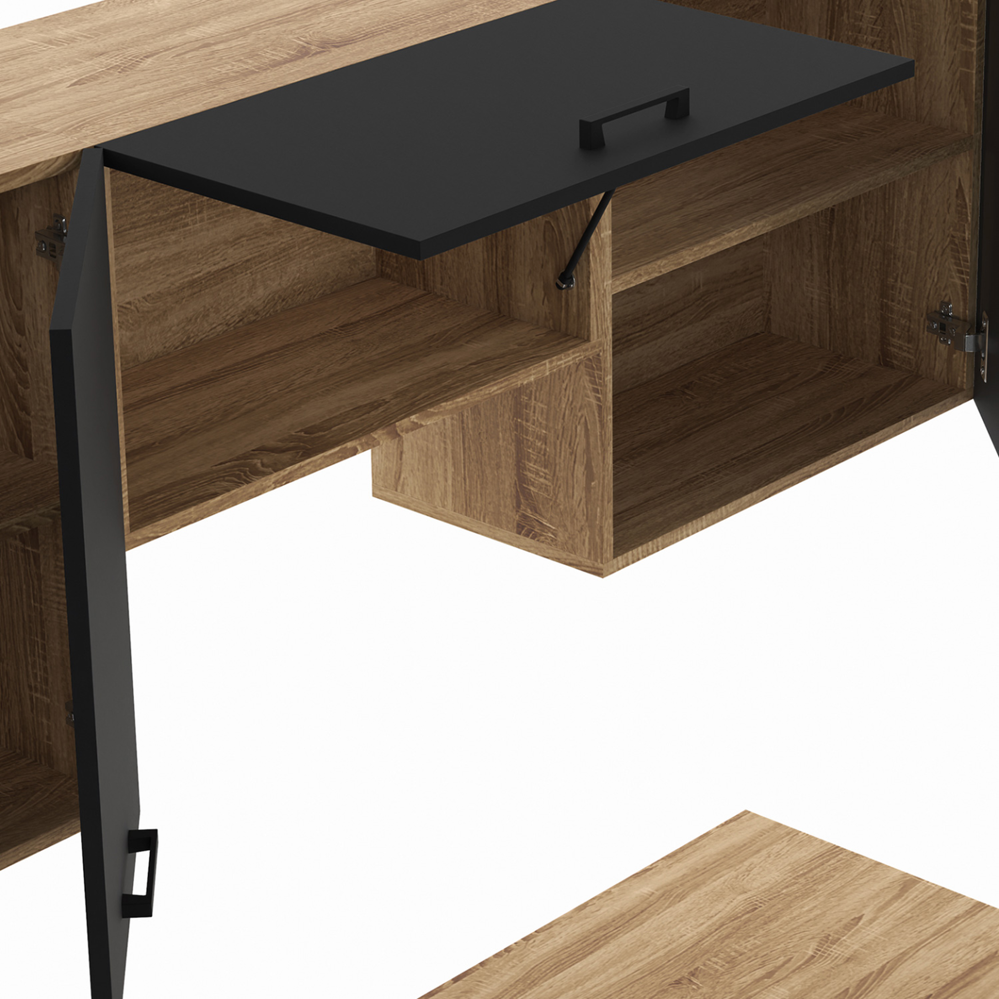 Voir la diapositive 6 : ID MARKET Cuisine complète 240 cm subtil avec plan de travail 7 éléments bois et noir