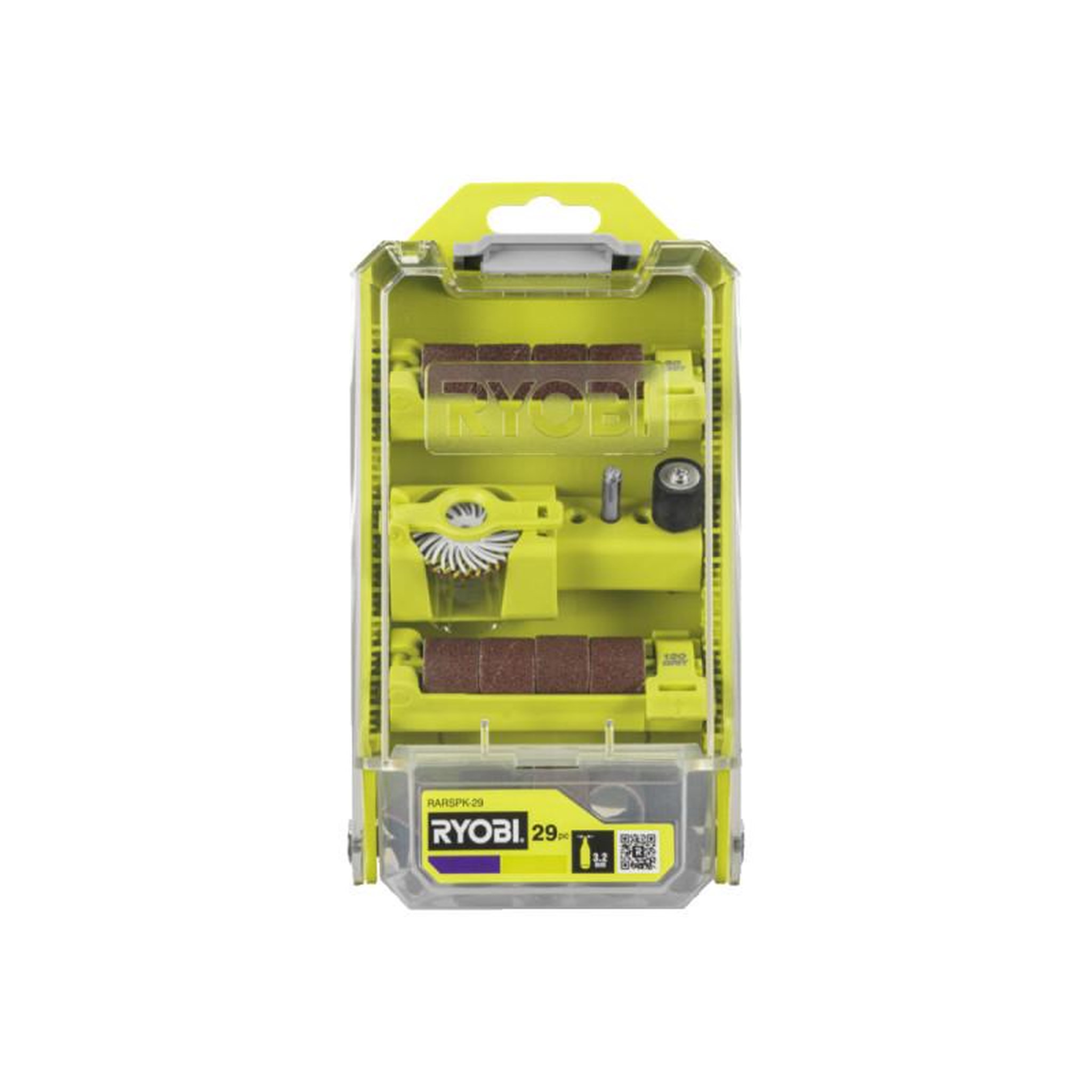 Voir la diapositive 2 : Ryobi Coffret de ponçage et polissage RYOBI - RARSPK-29 - 3,2mm - 29 pcs