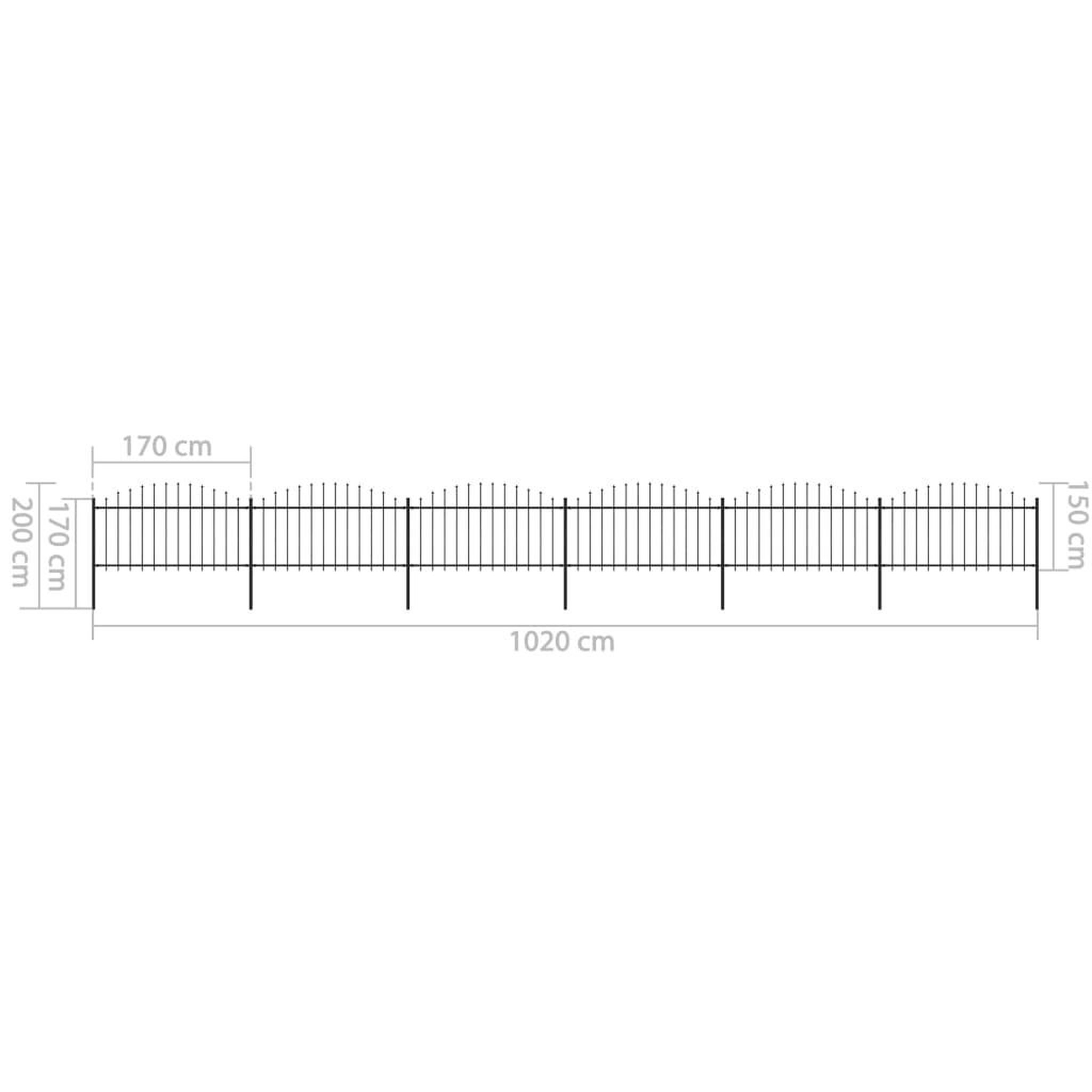 Voir la diapositive 6 : VIDAXL Cloture de jardin a dessus en lance Acier (1,25-1,5)x10,2m Noir