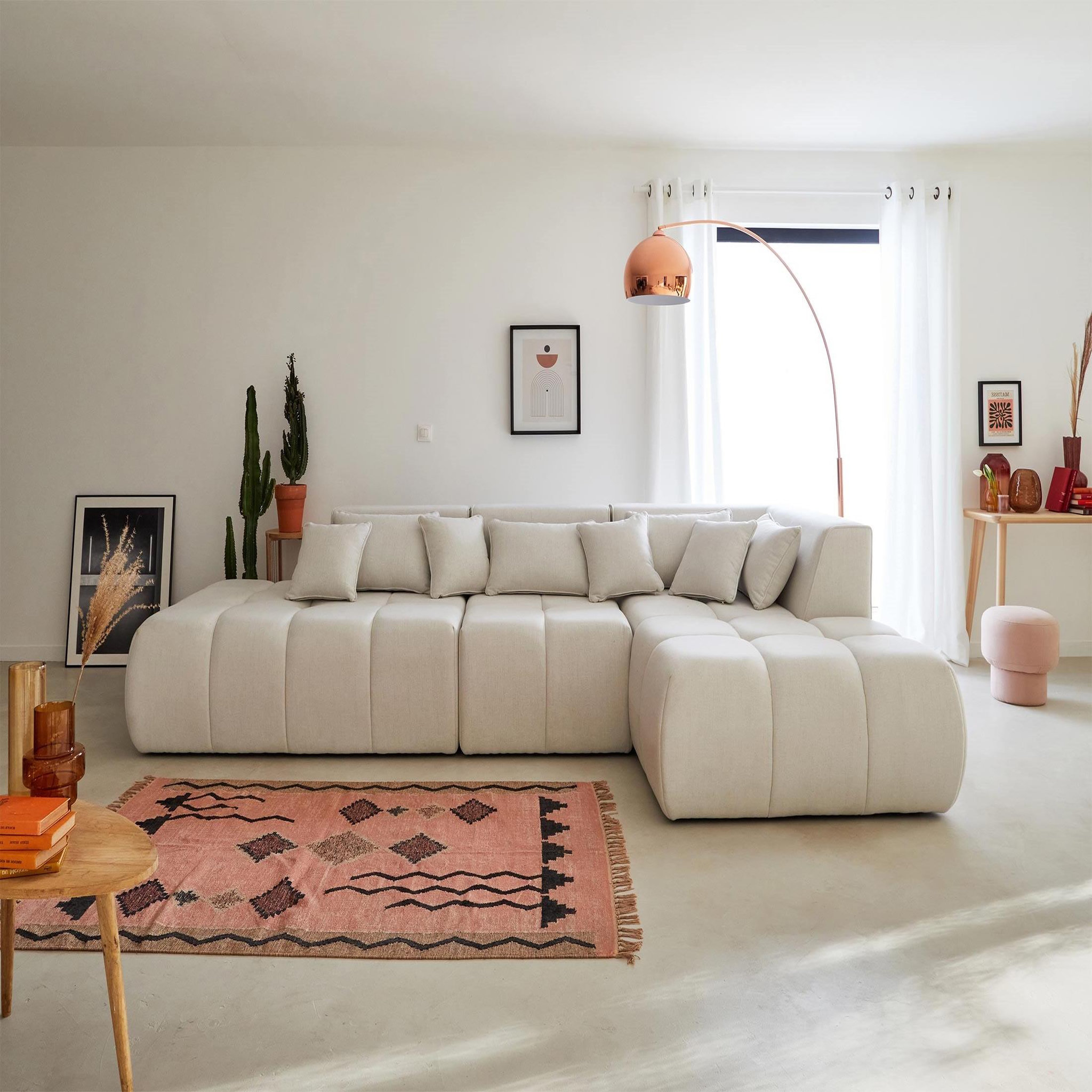 Voir la diapositive 1 : LISA DESIGN Caracas - canapé modulable d'angle droit - 5 places - en tissu