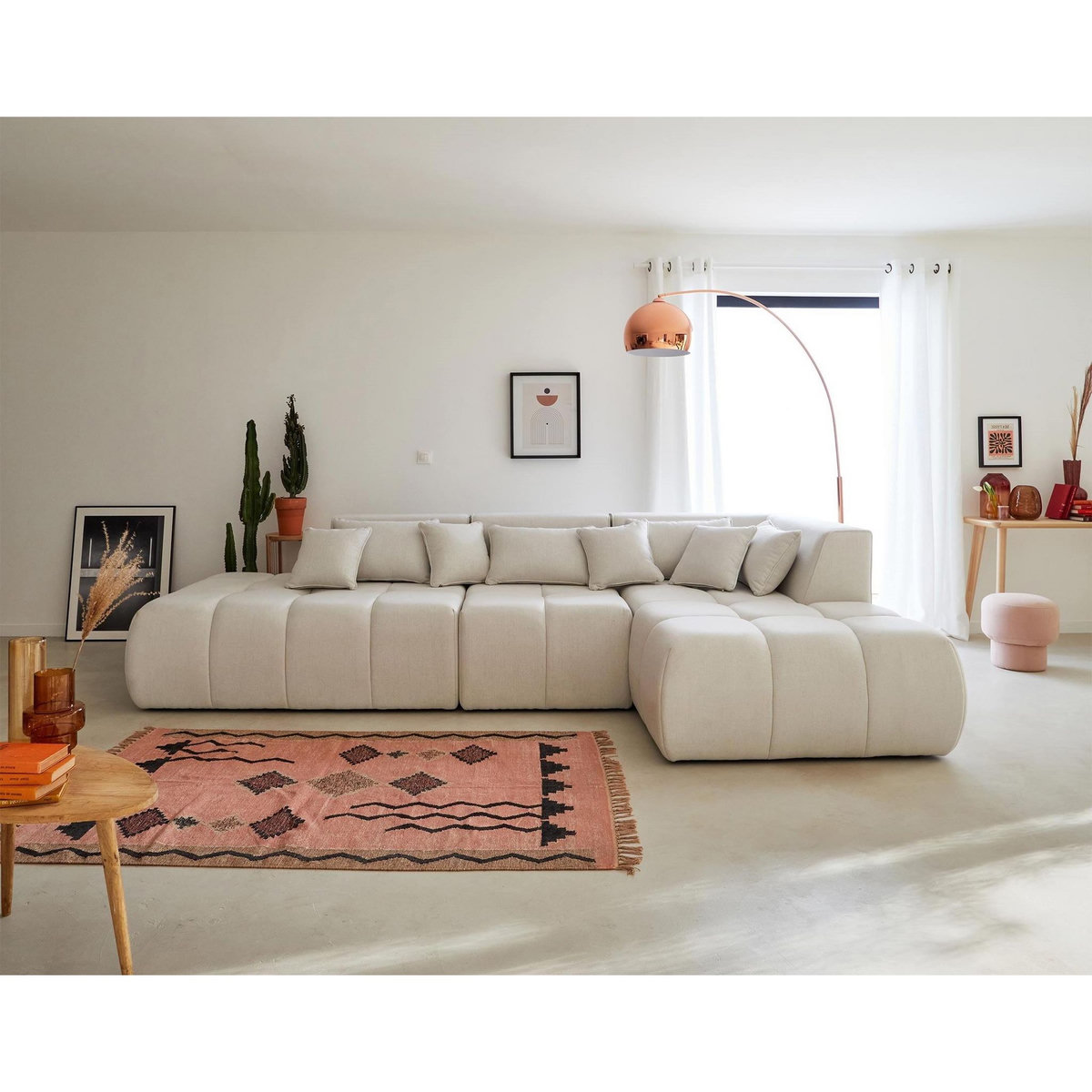 LISA DESIGN Caracas - canapé modulable d'angle droit - 5 places - en tissu