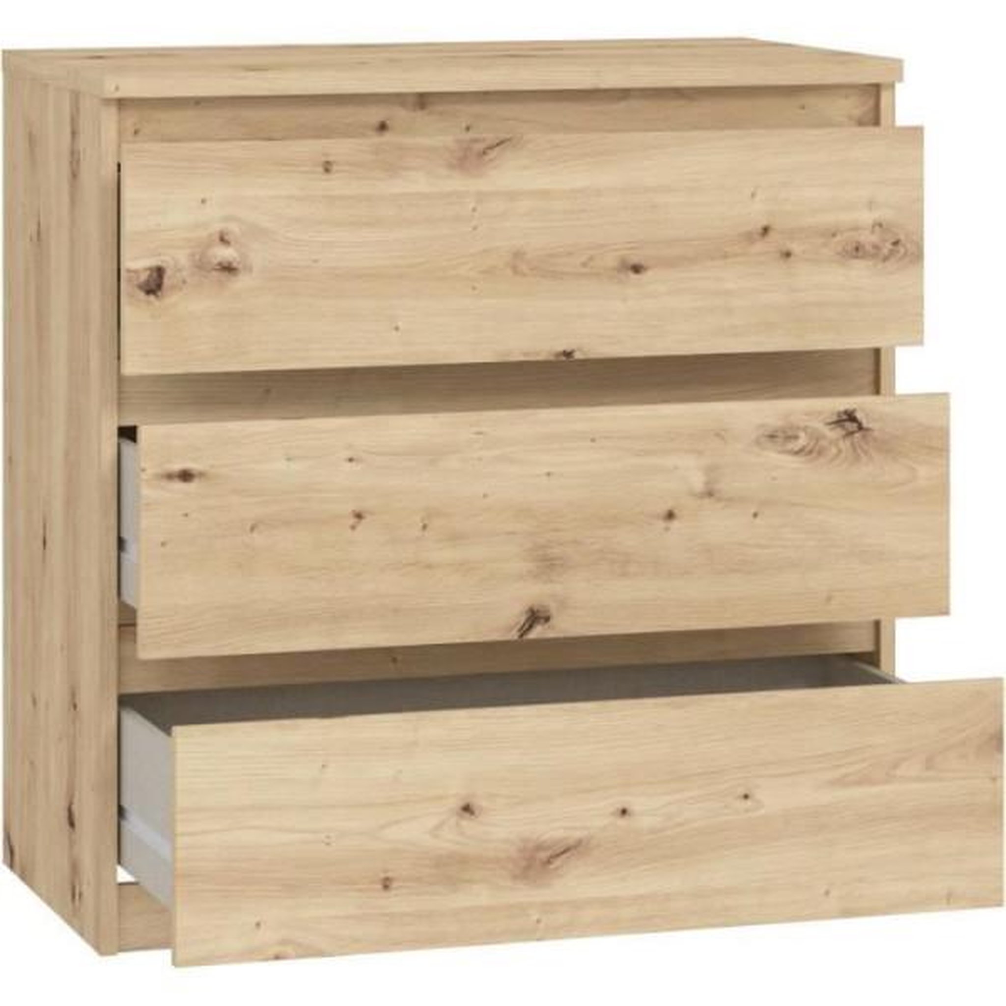Voir la diapositive 5 : MARKET24 Commode CHELSEA 3 tiroirs - L 77,2 x P 42 x H 79,9 cm - Décor chene artisan