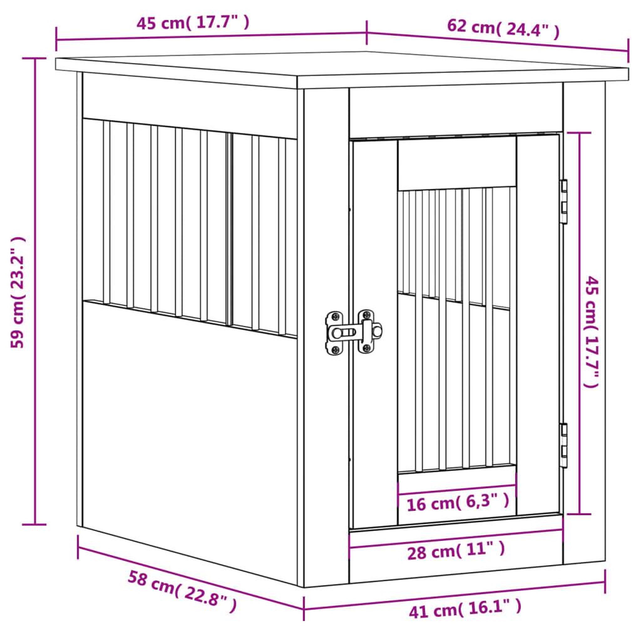 Voir la diapositive 6 : VIDAXL Meuble de cage pour chiens blanc 45x62x59 cm bois d'ingenierie