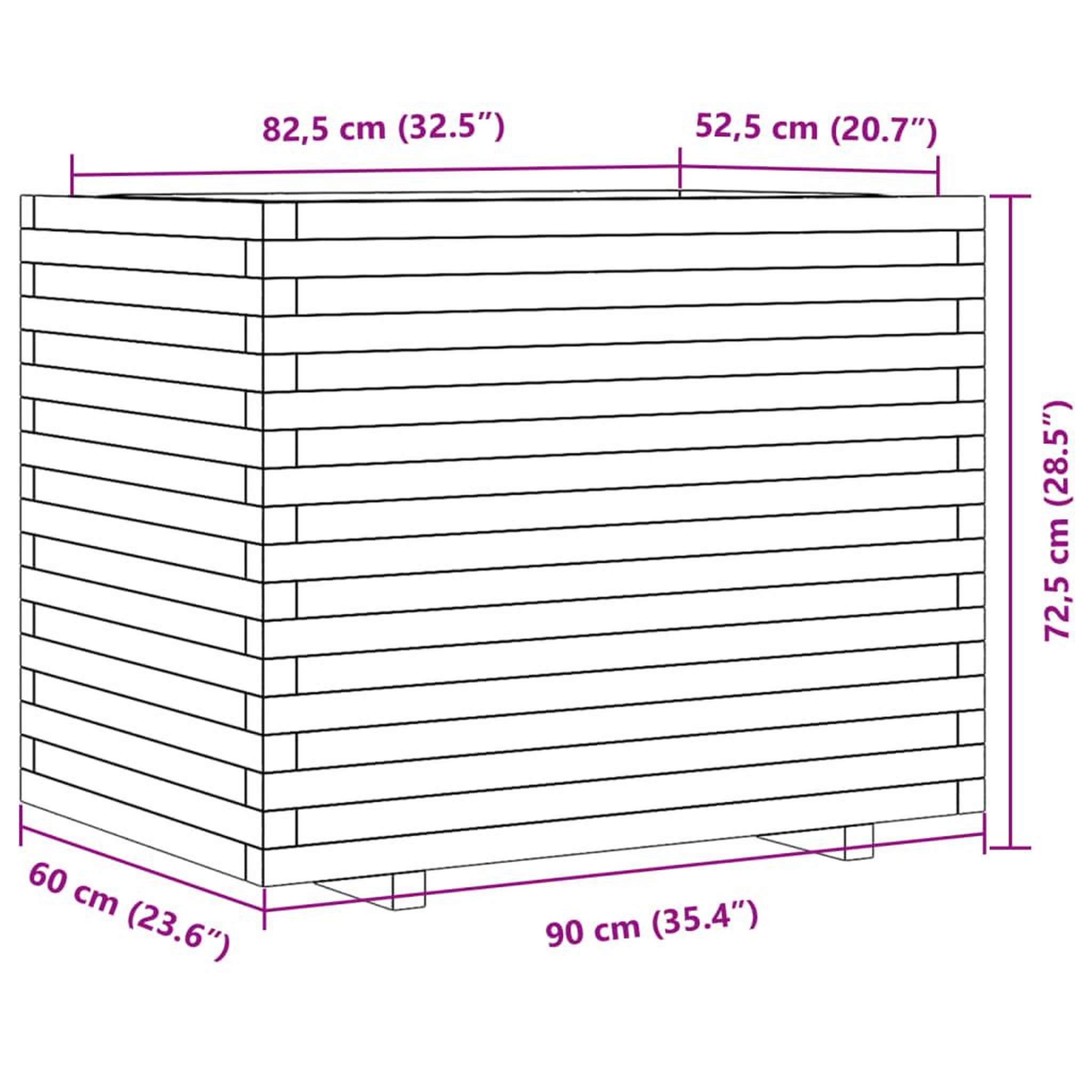 Voir la diapositive 6 : VIDAXL Jardiniere cire marron 90x60x72,5 cm bois de pin massif