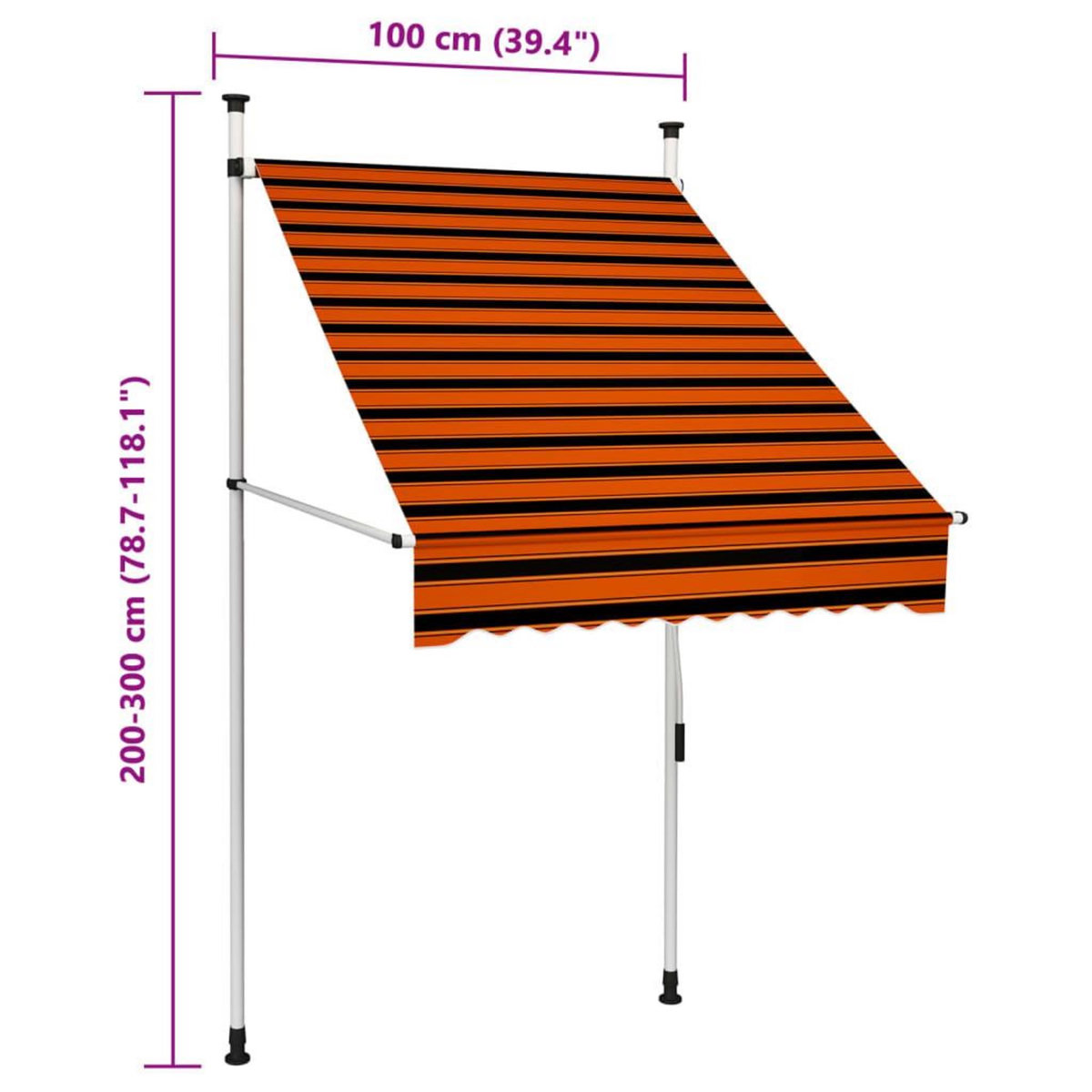 VIDAXL Auvent manuel retractable 100 cm Orange et marron