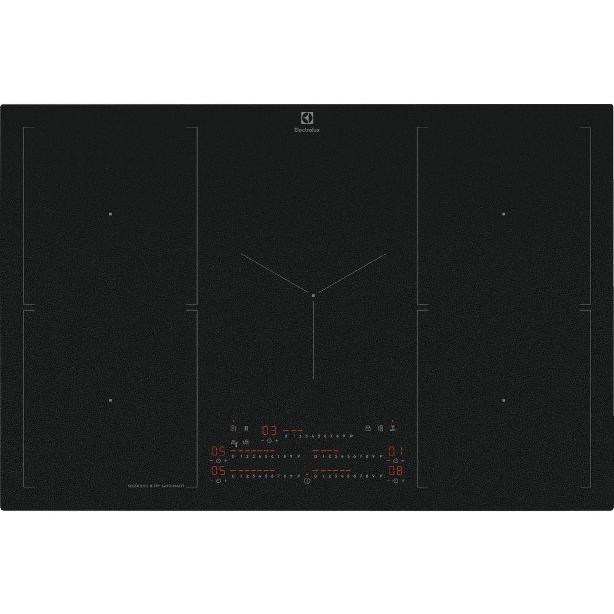 Voir la diapositive 3 : ELECTROLUX Plaque induction eis87553iz saphirmatt® 80cm résistante aux rayures et zone flex