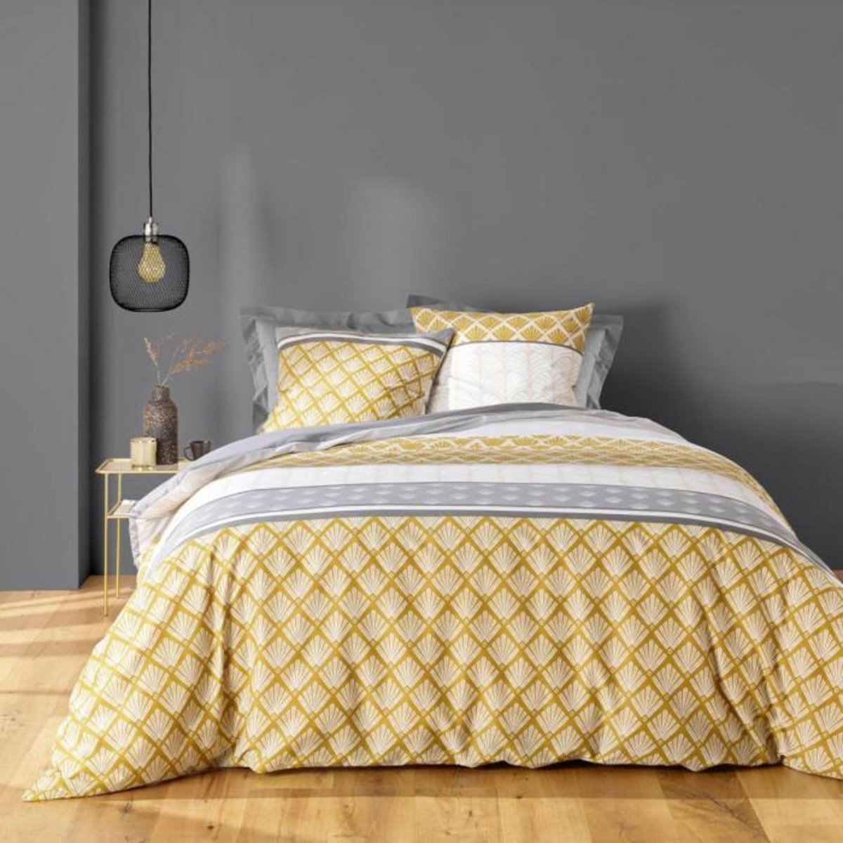 Paris Prix Parure de Lit 3 Pièces  Stria  240x220cm Ocre