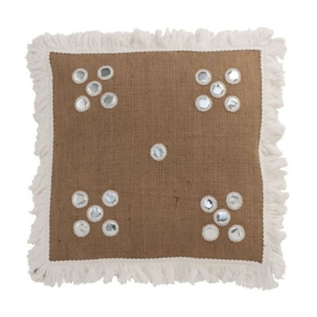 Paris Prix Coussin Déco en Jute  Miroirs  45x47cm Naturel